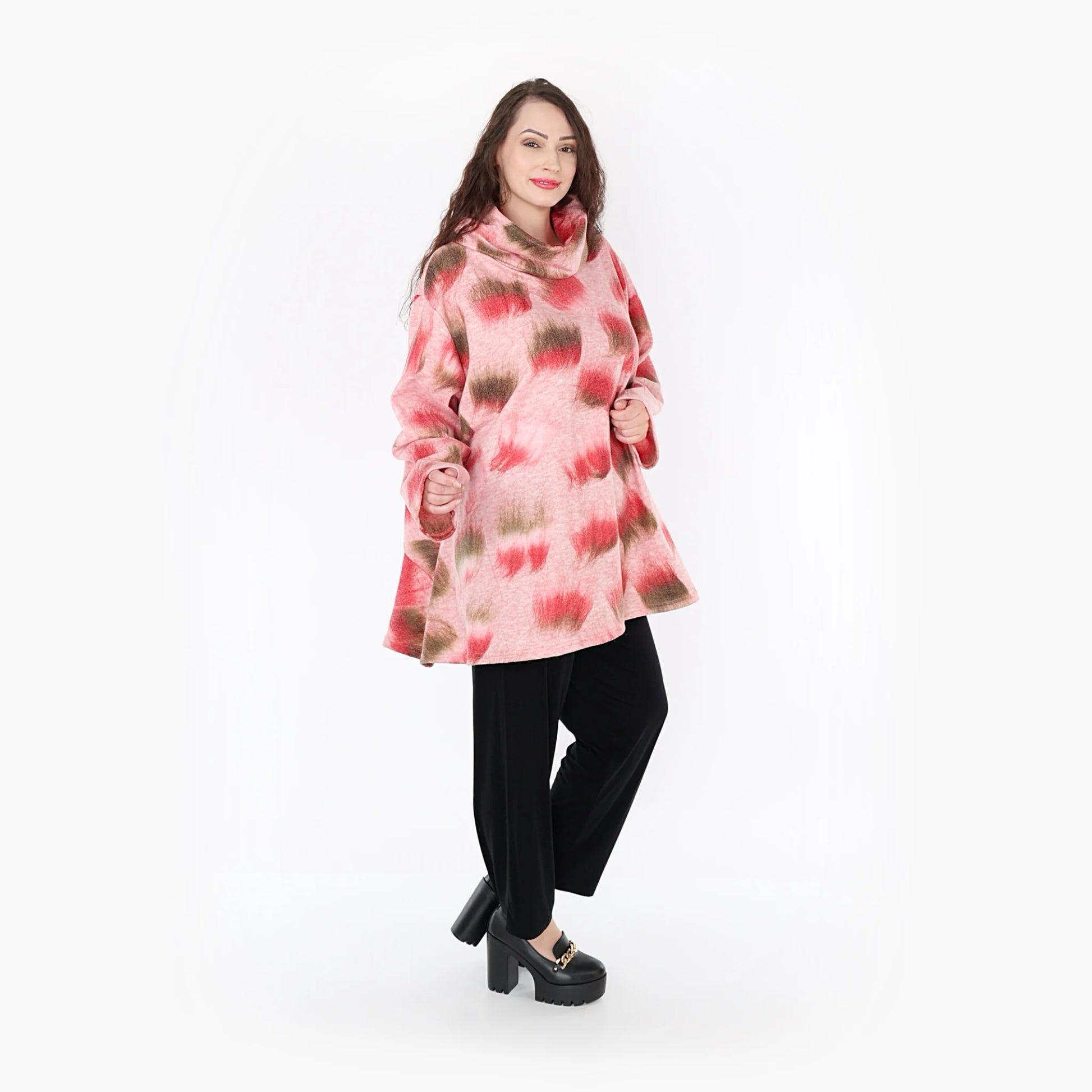  A-Form Bigshirt von AKH Fashion aus Materialmix, 1351.00593, Pink-Grün, Unifarben, Schick