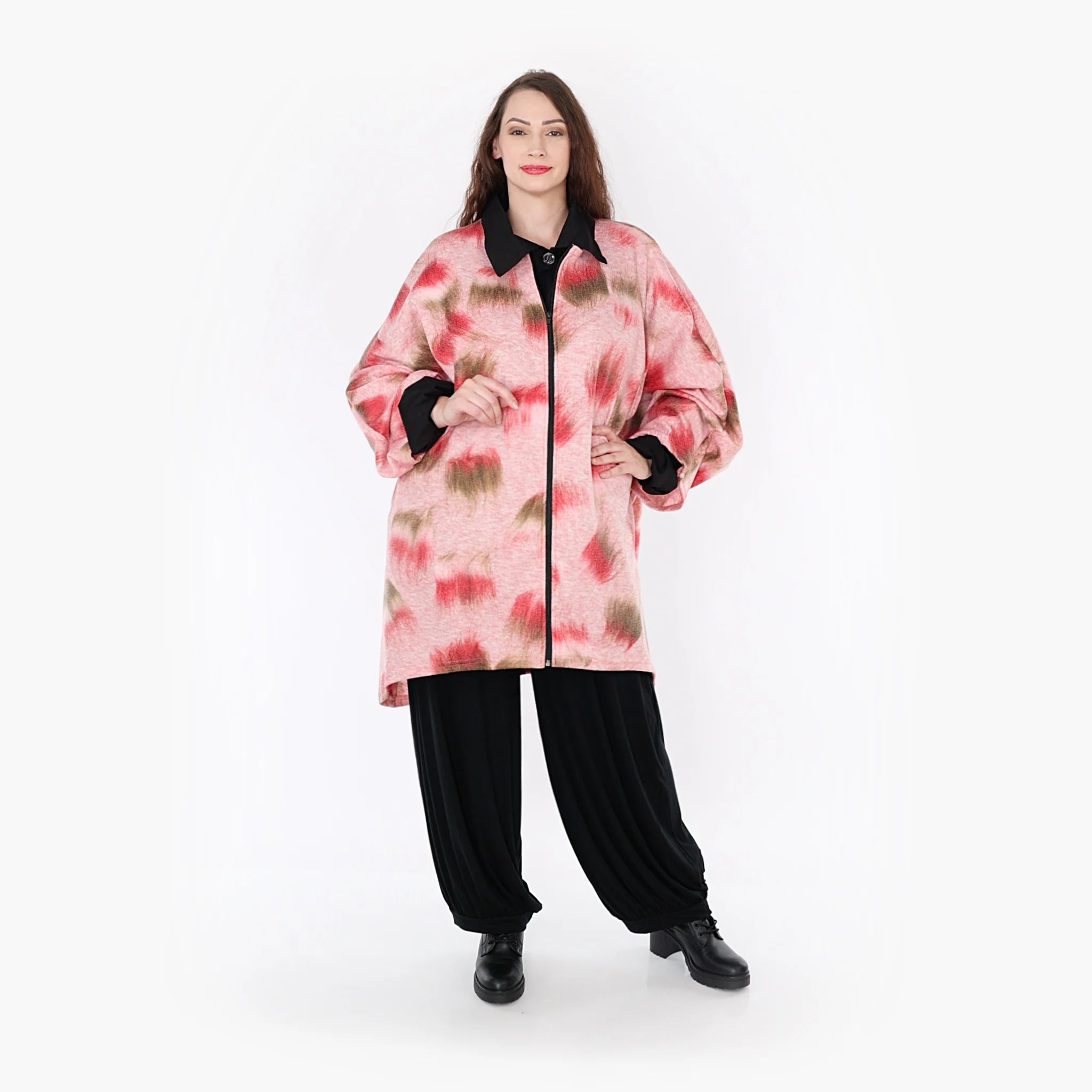  AKH Fashion Jacke in gerader Form, aus Materialmix, 1351.01100, Pink-Grün, Schick, Modern