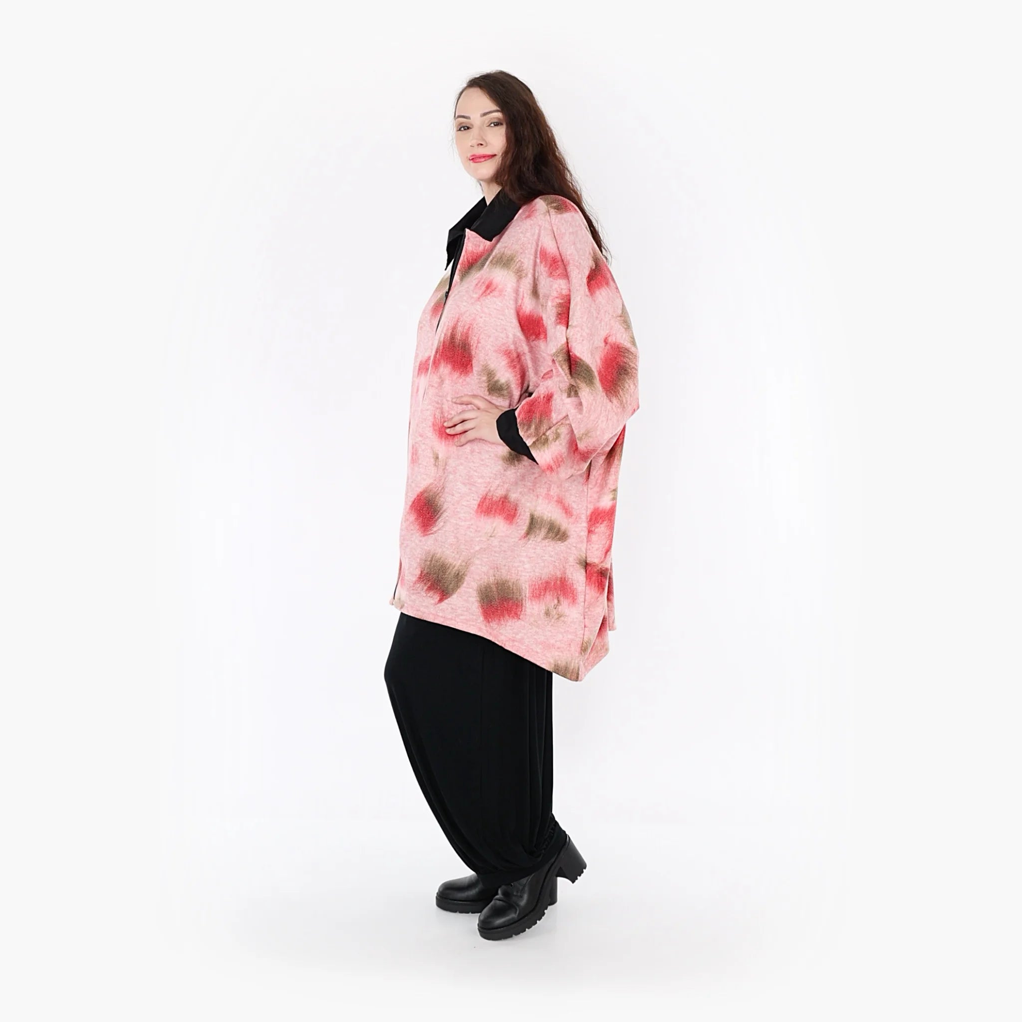  AKH Fashion Jacke in gerader Form, aus Materialmix, 1351.01100, Pink-Grün, Schick, Modern