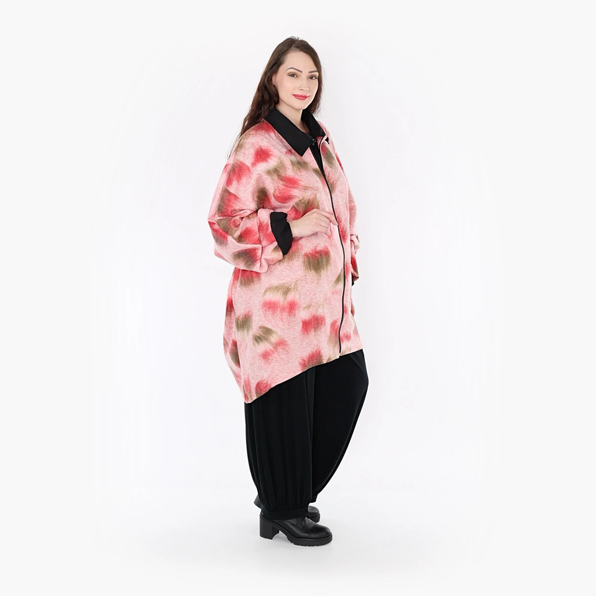  AKH Fashion Jacke in gerader Form, aus Materialmix, 1351.01100, Pink-Grün, Schick, Modern