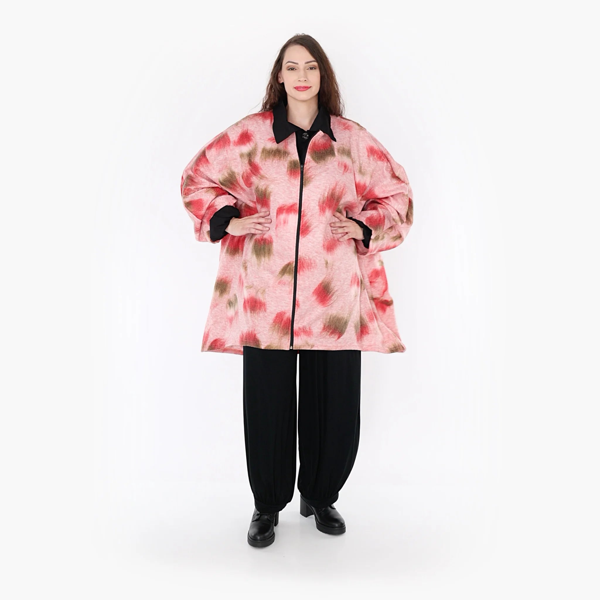  AKH Fashion Jacke in gerader Form, aus Materialmix, 1351.01100, Pink-Grün, Schick, Modern