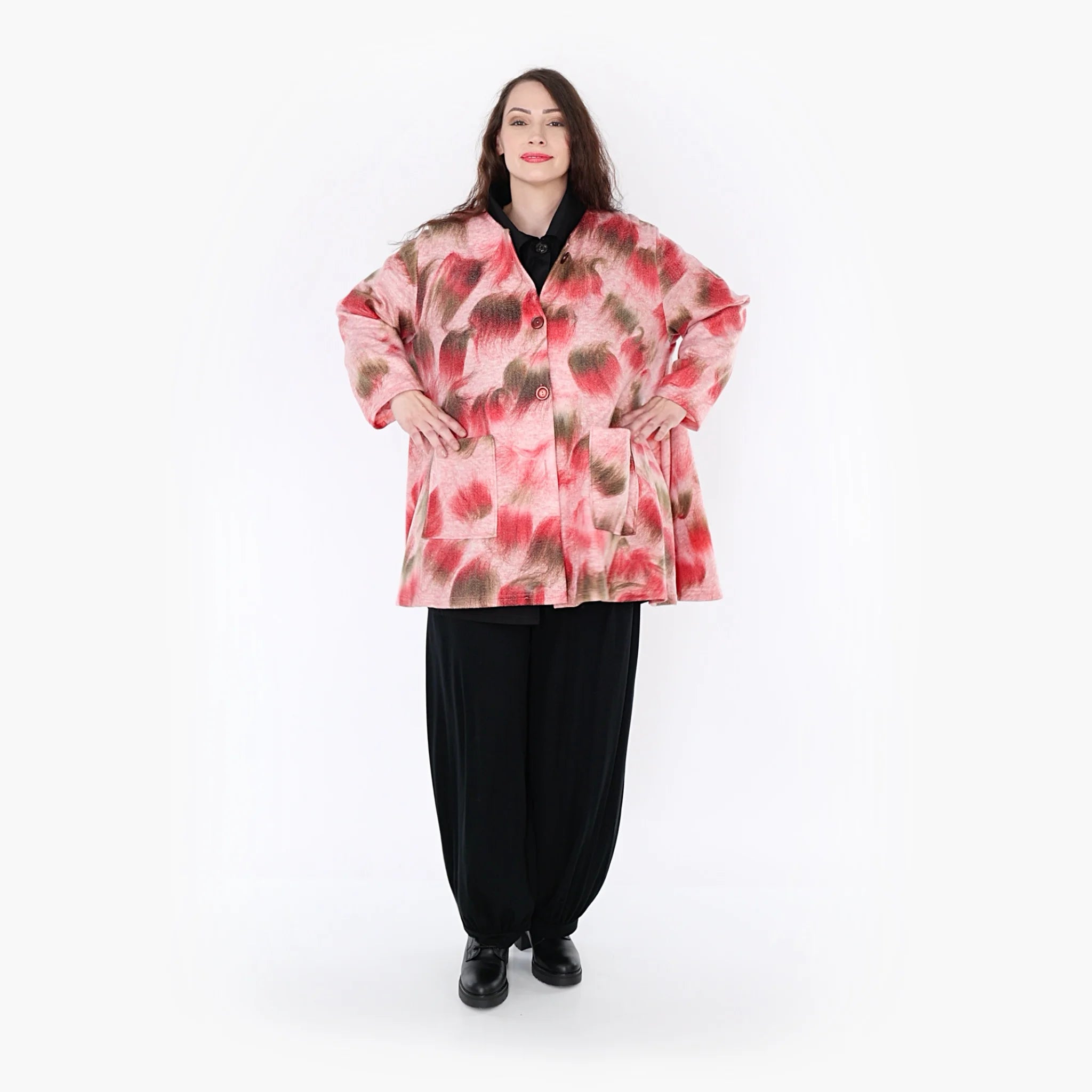  A-Form Jacke von AKH Fashion aus Materialmix, 1351.01382, Pink-Grün, Schick, Modern