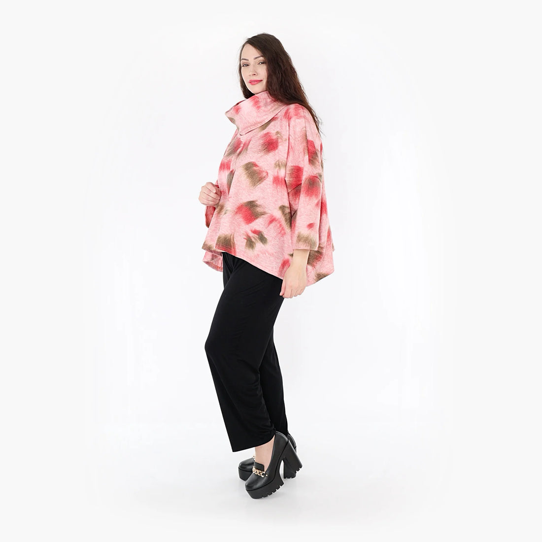  AKH Fashion Bigshirt in kastiger Form, aus Materialmix, 1351.03019, Pink-Grün, Schick