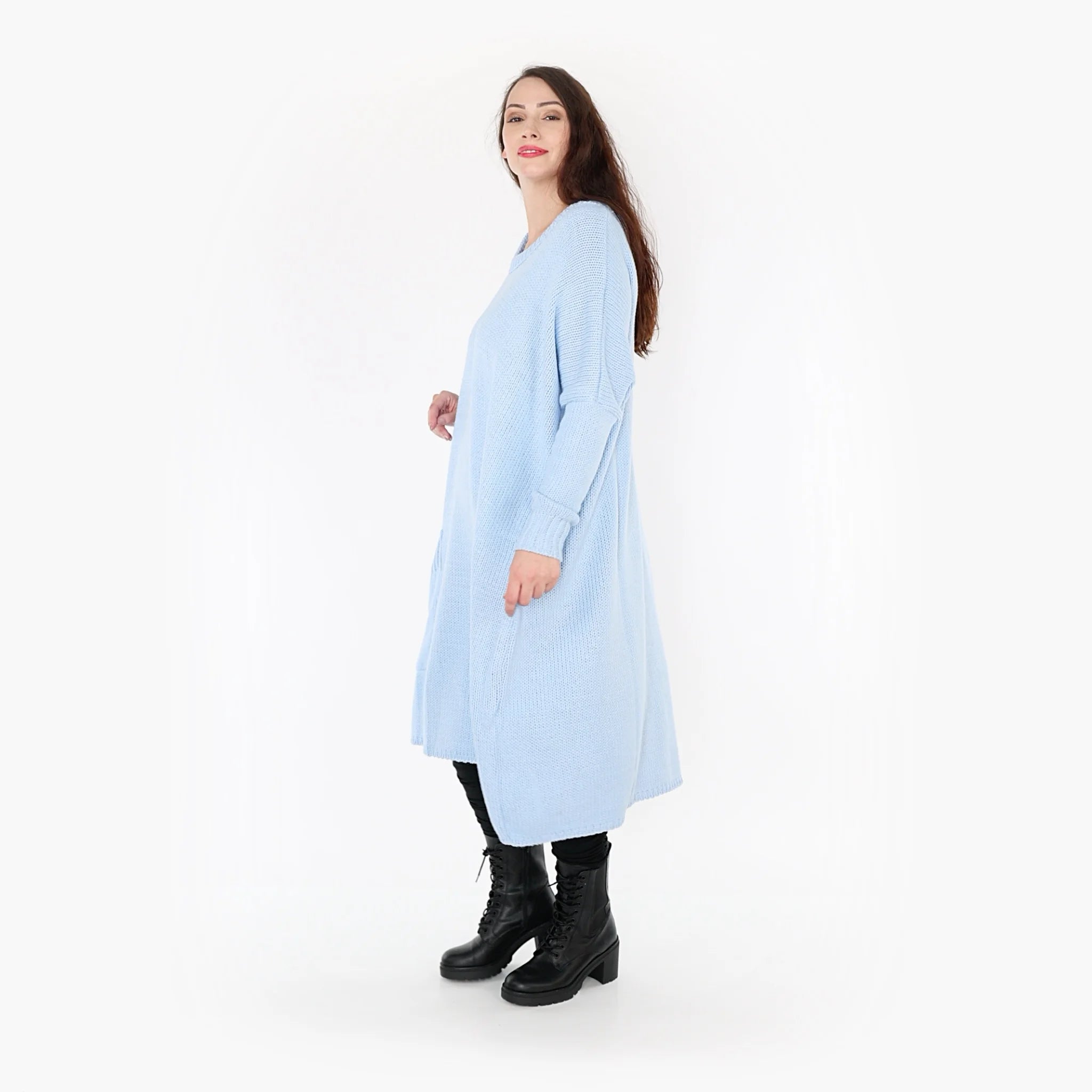 AKH Fashion Kleid in gerader Form, aus Materialmix, 1352.02109, Hellblau, Schick, Modern