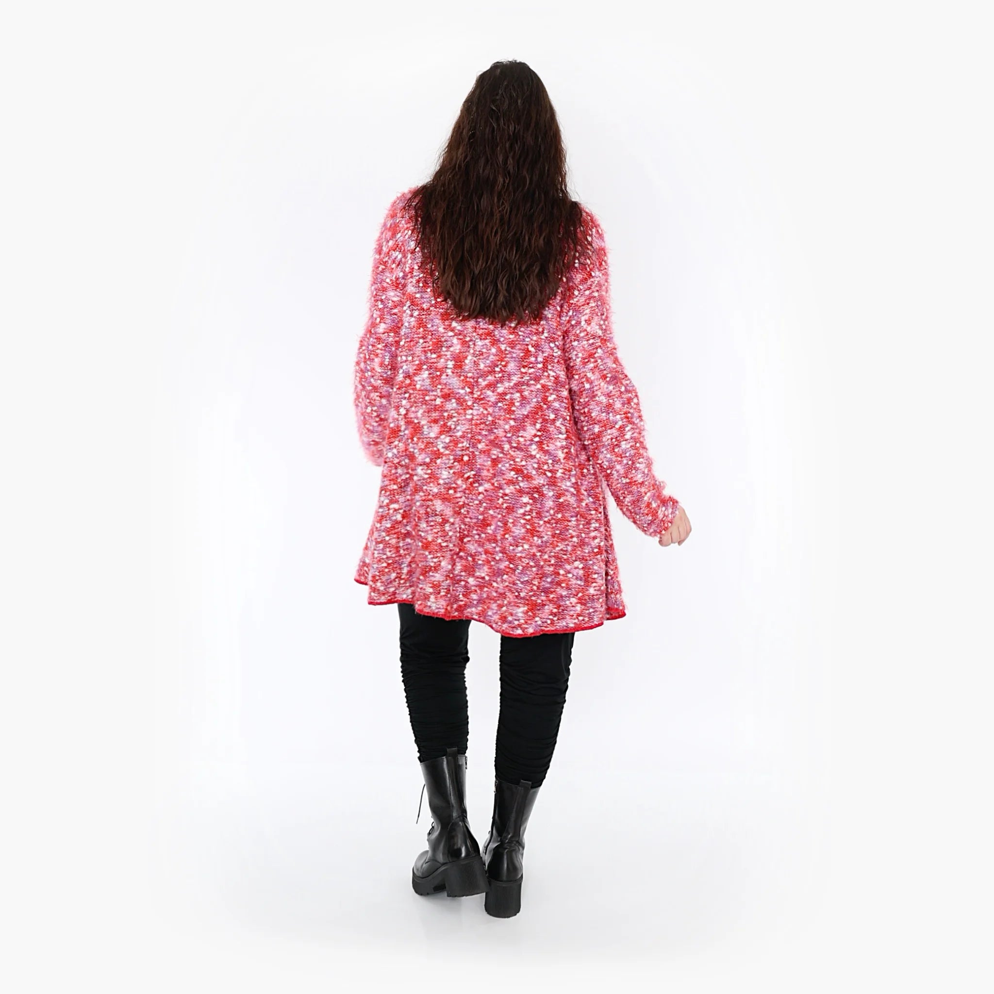  AKH Fashion Shirt in Glocken-Form, aus Materialmix, 1353.01892, Rot-Pink-Weiß, Meliert
