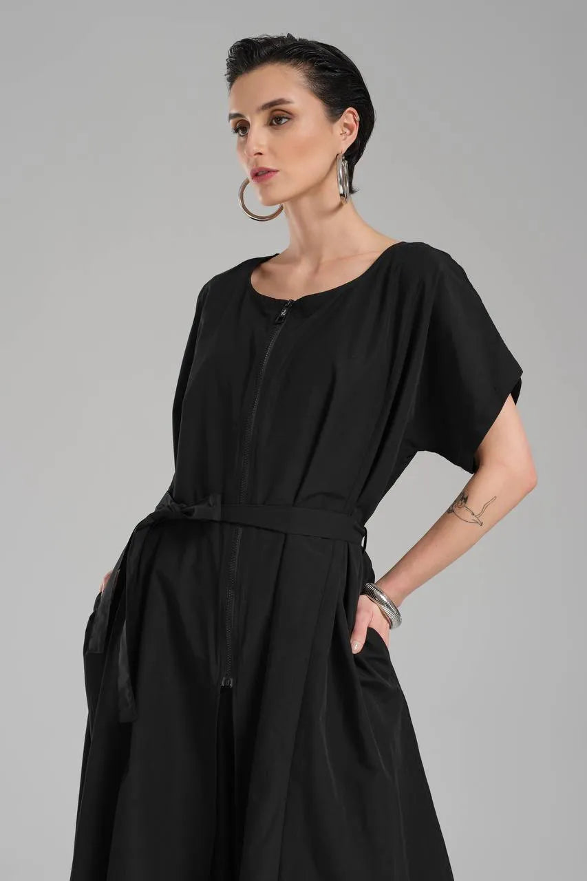  A-Form Salopette von TW3 aus Baumwolle, 1222, Schwarz, Schick, Modern, Ausgefallen