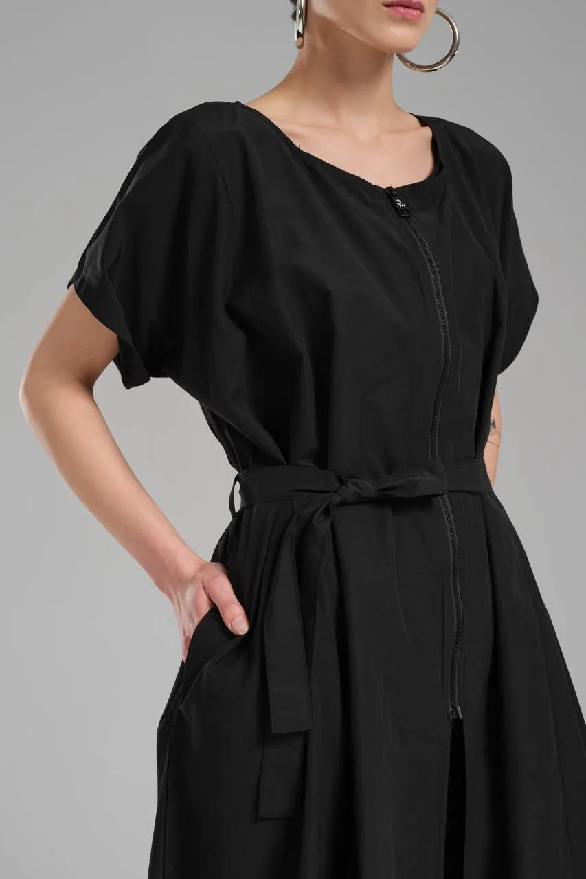  A-Form Salopette von TW3 aus Baumwolle, 1222, Schwarz, Schick, Modern, Ausgefallen