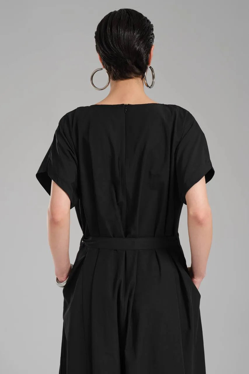  A-Form Salopette von TW3 aus Baumwolle, 1222, Schwarz, Schick, Modern, Ausgefallen