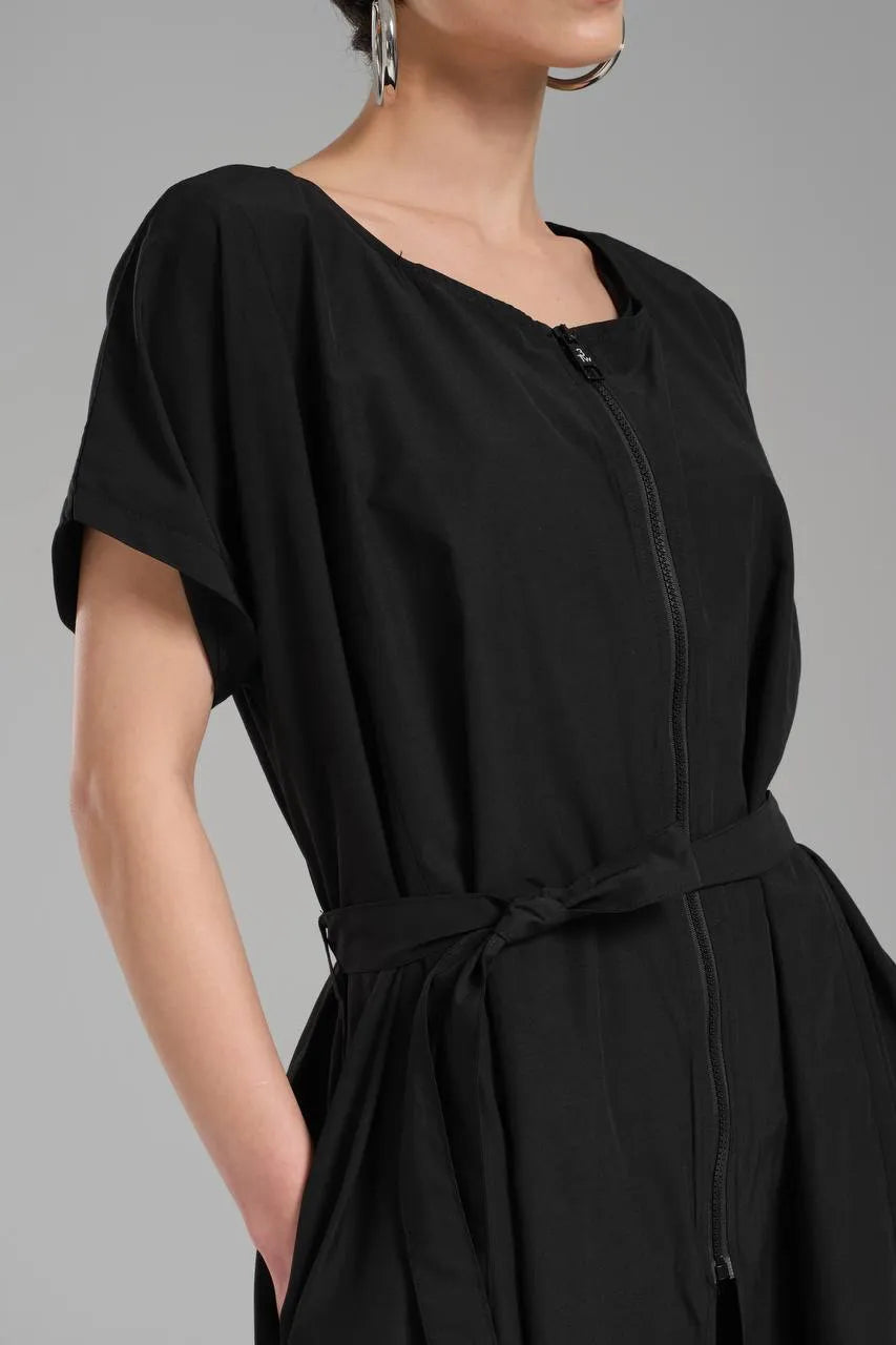  A-Form Salopette von TW3 aus Baumwolle, 1222, Schwarz, Schick, Modern, Ausgefallen