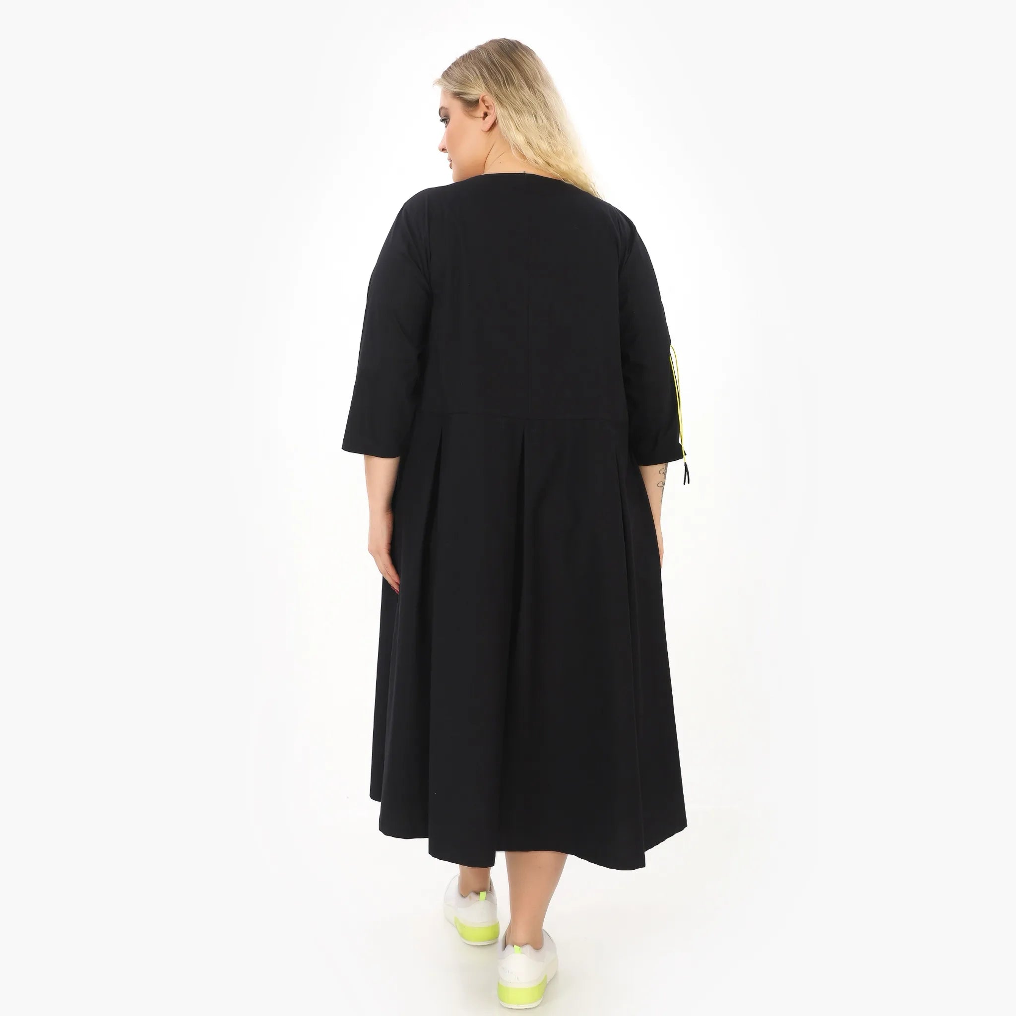  A-Form Kleid von Zedd Plus aus Baumwolle, 25134, Schwarz, Schick, Modern, Bequem, Schick