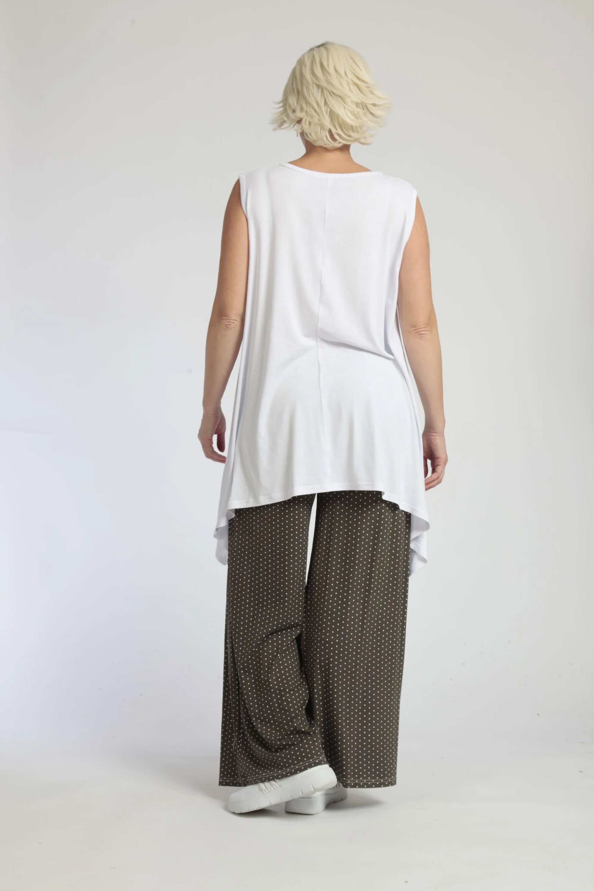  Hose von AKH Fashion aus Viskose in gerader Form, 1047.01529, Taupe-Punkte-Klein, Schick