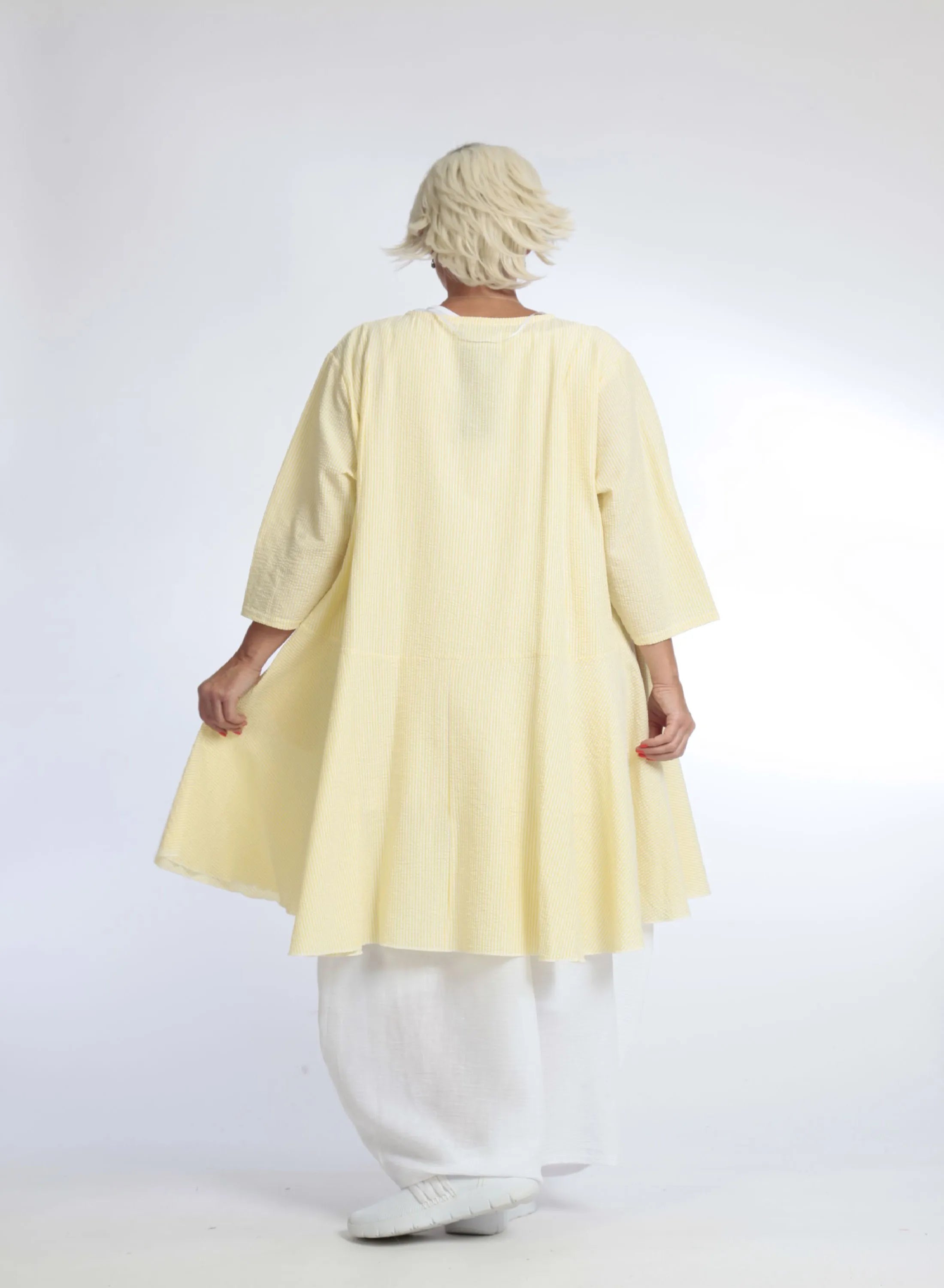  AKH Fashion Jacke in gerundeter Form, aus Baumwolle, 1058.06563, Gelb, Schick, Modern