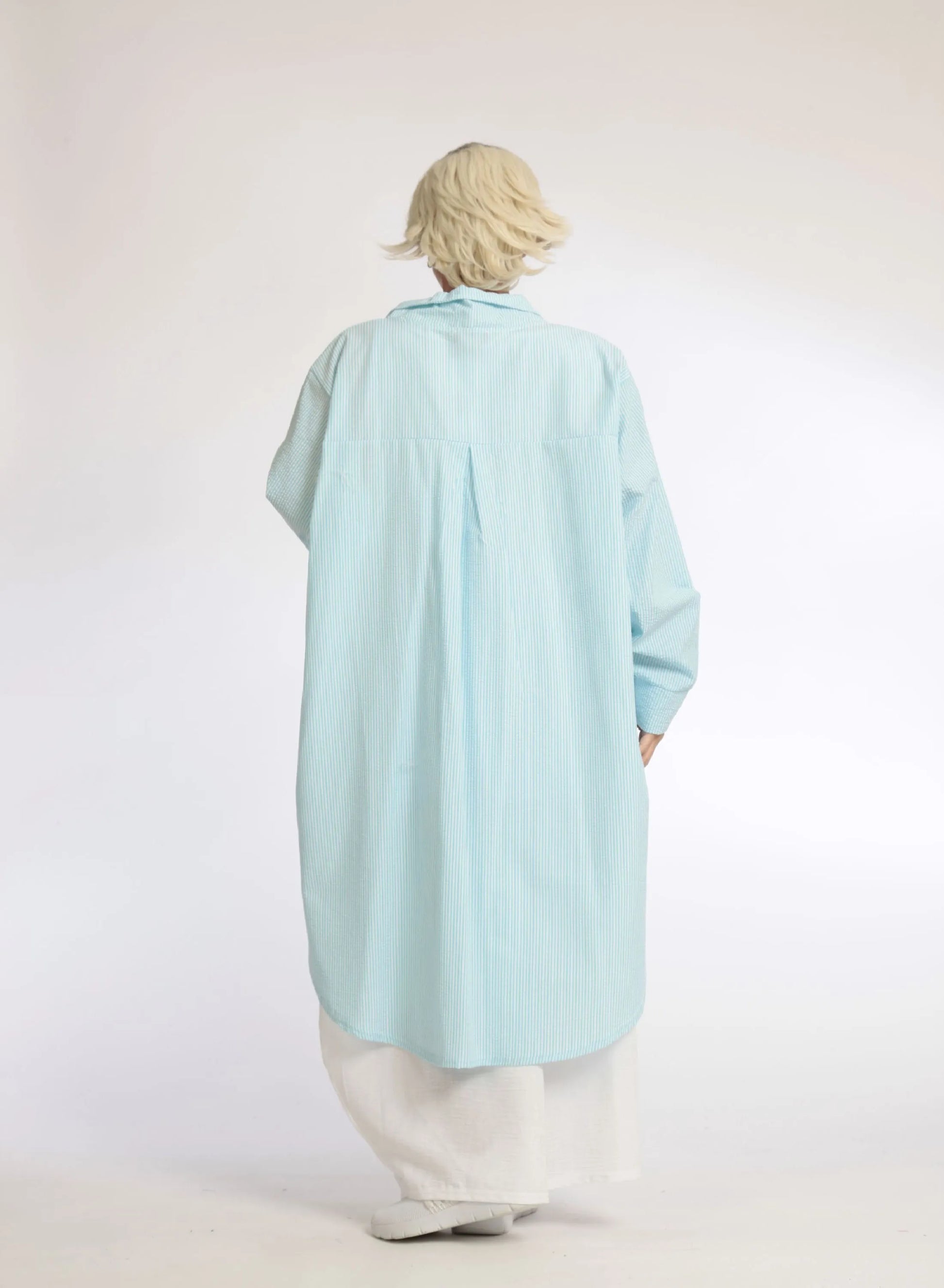  Bluse von AKH Fashion aus Baumwolle in gerundeter Form, 1058.06676, Hellblau, Ausgefallen