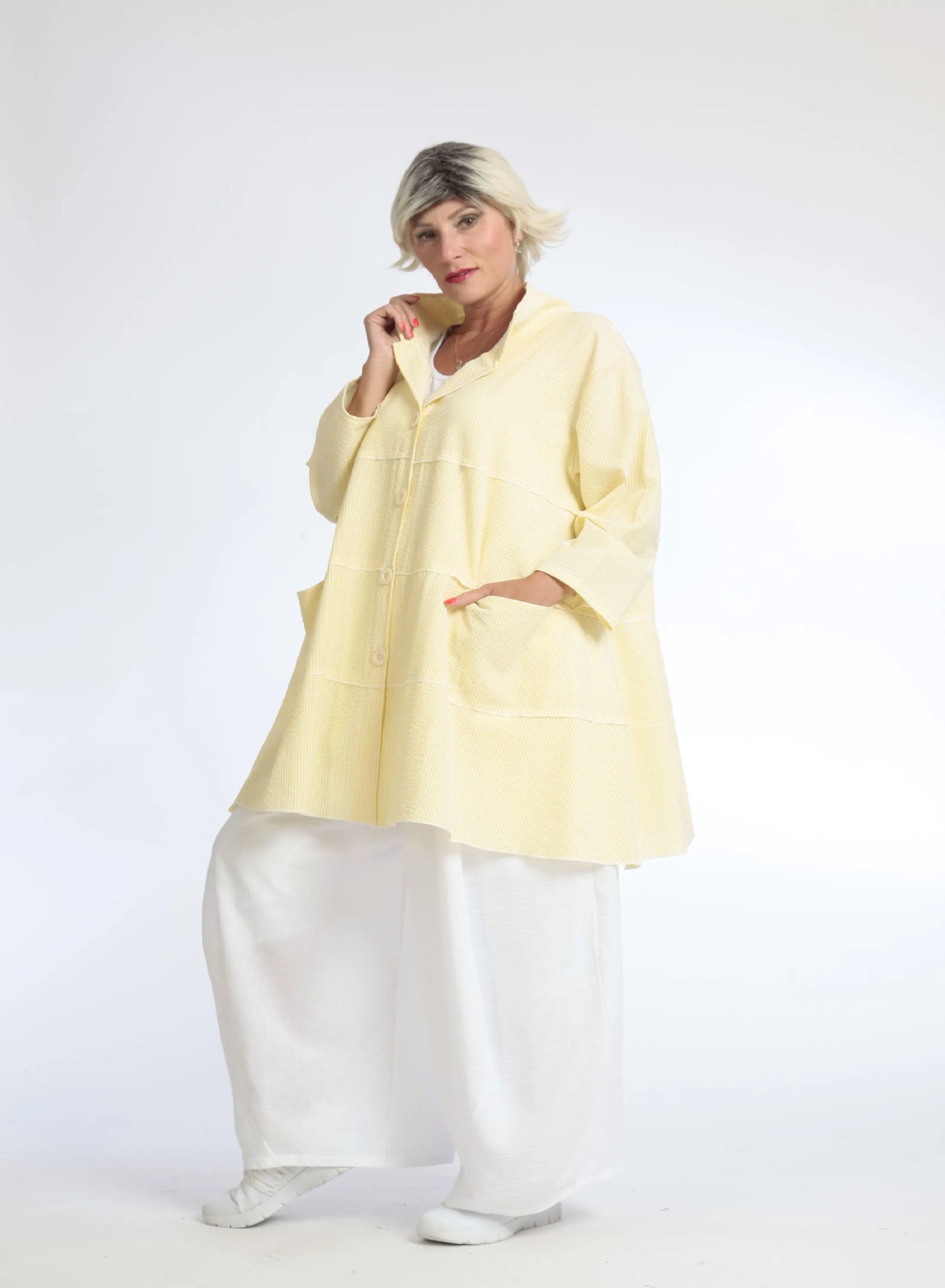  A-Form Jacke von AKH Fashion aus Baumwolle, 1058.06681, Gelb, Schick, Modern, Bequem