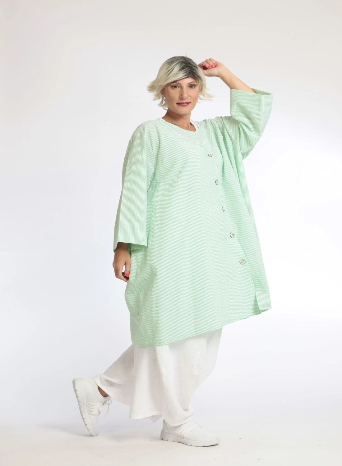  A-Form Bluse von AKH Fashion aus Baumwolle, 1058.06836, Grün, Unifarben, Schick, Modern