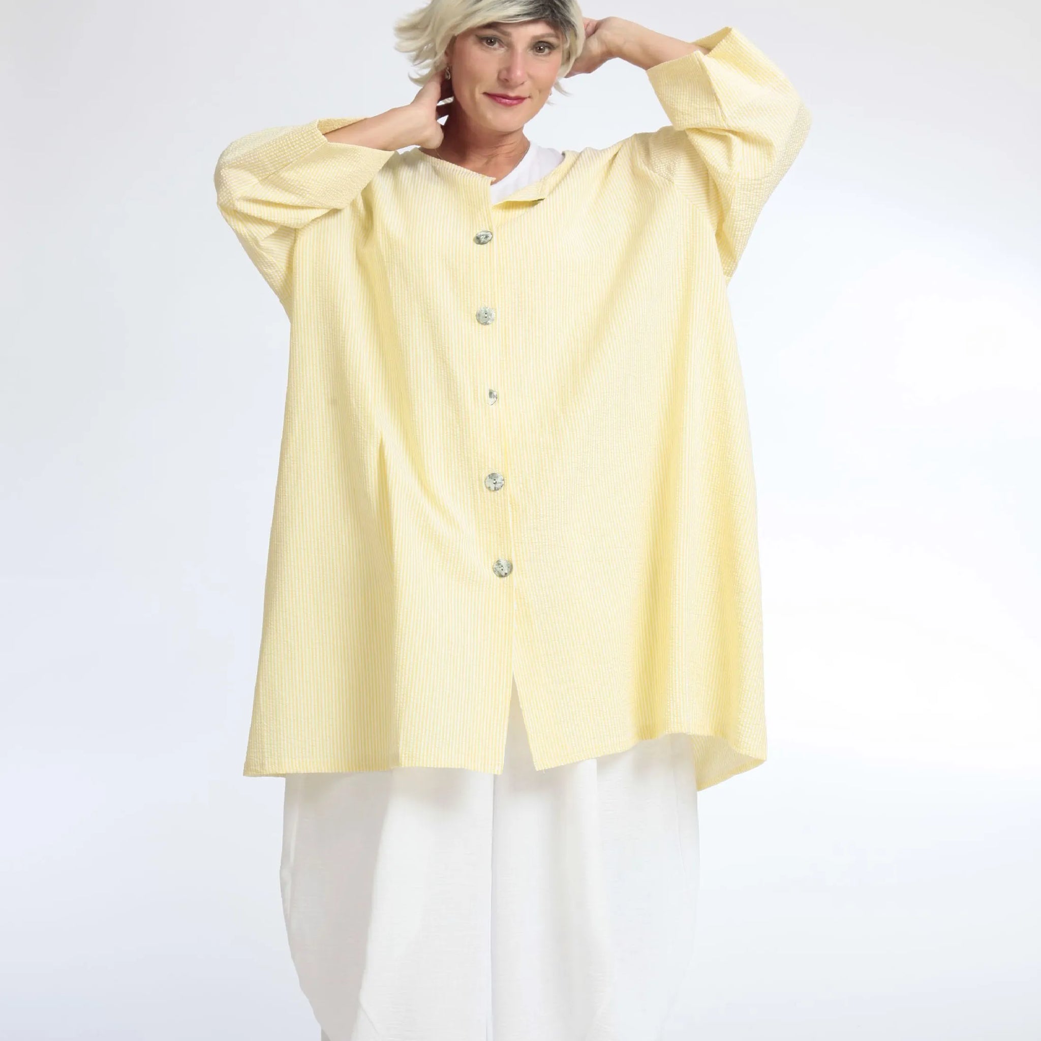  A-Form Bluse von AKH Fashion aus Baumwolle, 1058.06836, Gelb, Schick, Modern, Bequem