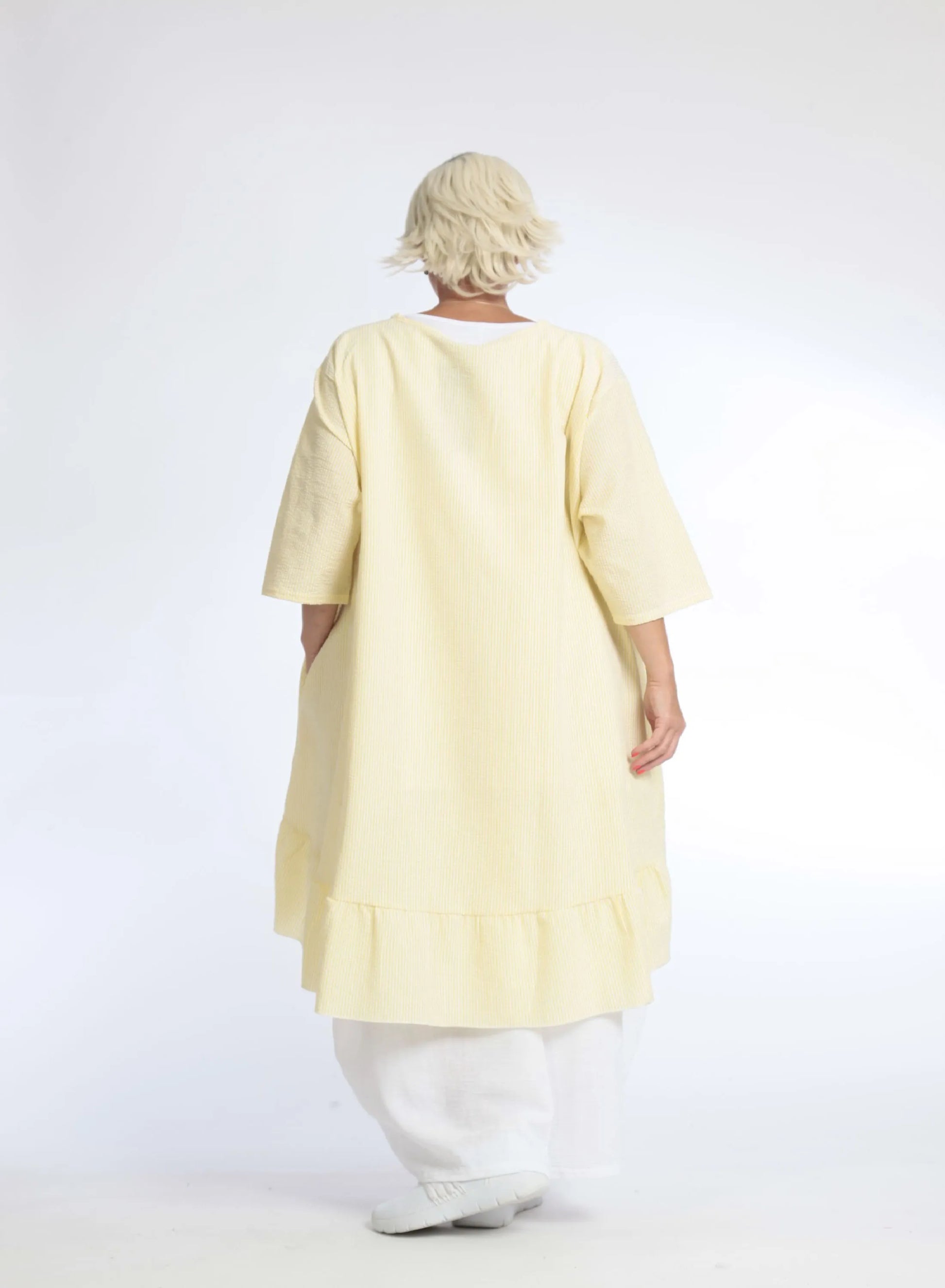  Bigshirt von AKH Fashion aus Baumwolle in Vokuhila-Form, 1058.06837, Gelb, Unifarben, Schick