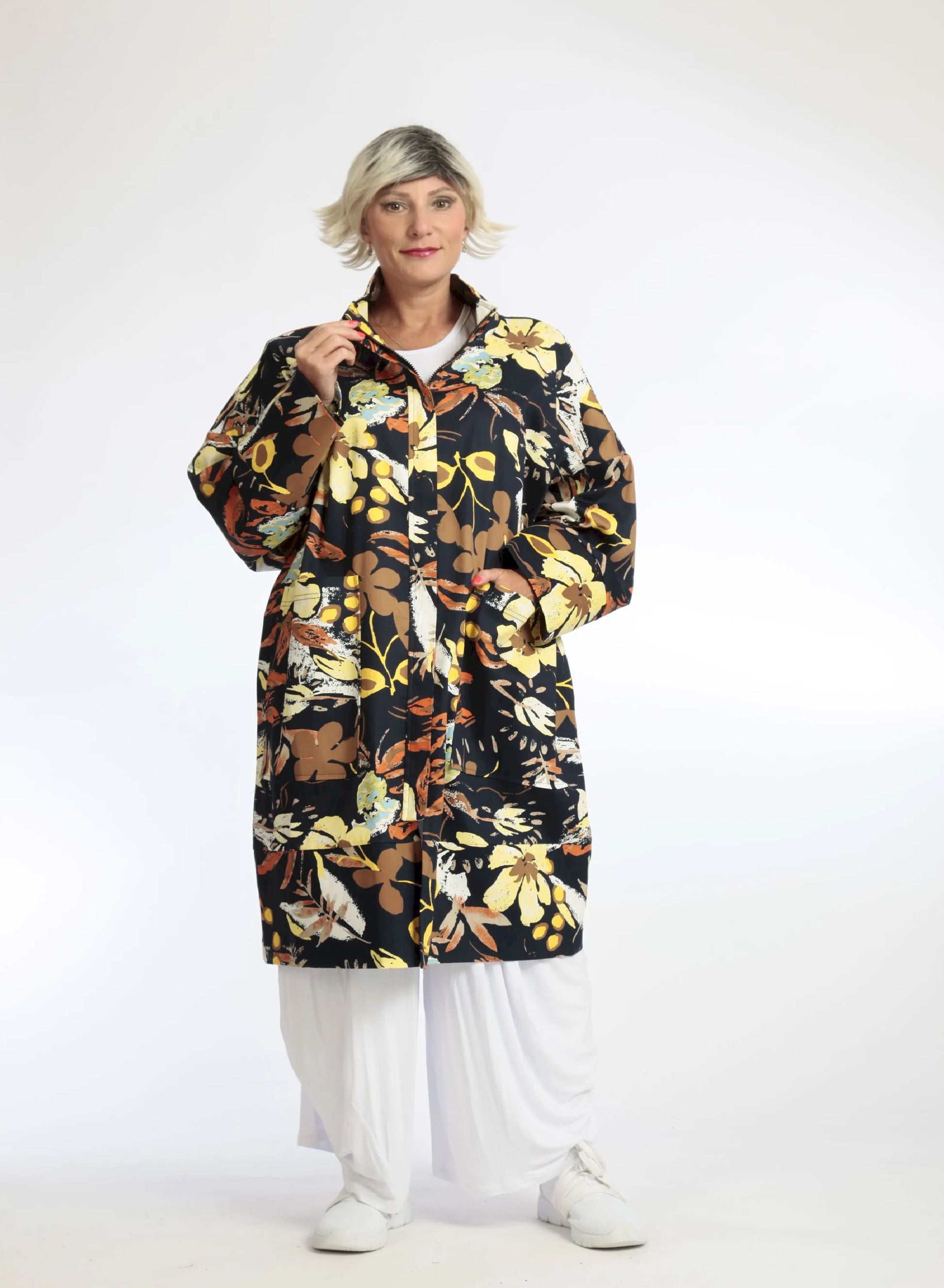  Jacke von AKH Fashion aus Baumwolle in gerader Form, 1059.06693, Dunkelblau, Ausgefallen