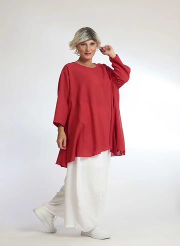  A-Form Bigshirt von AKH Fashion aus Viskose, 1060.00593, Rot, Unifarben, Ausgefallen, Modern