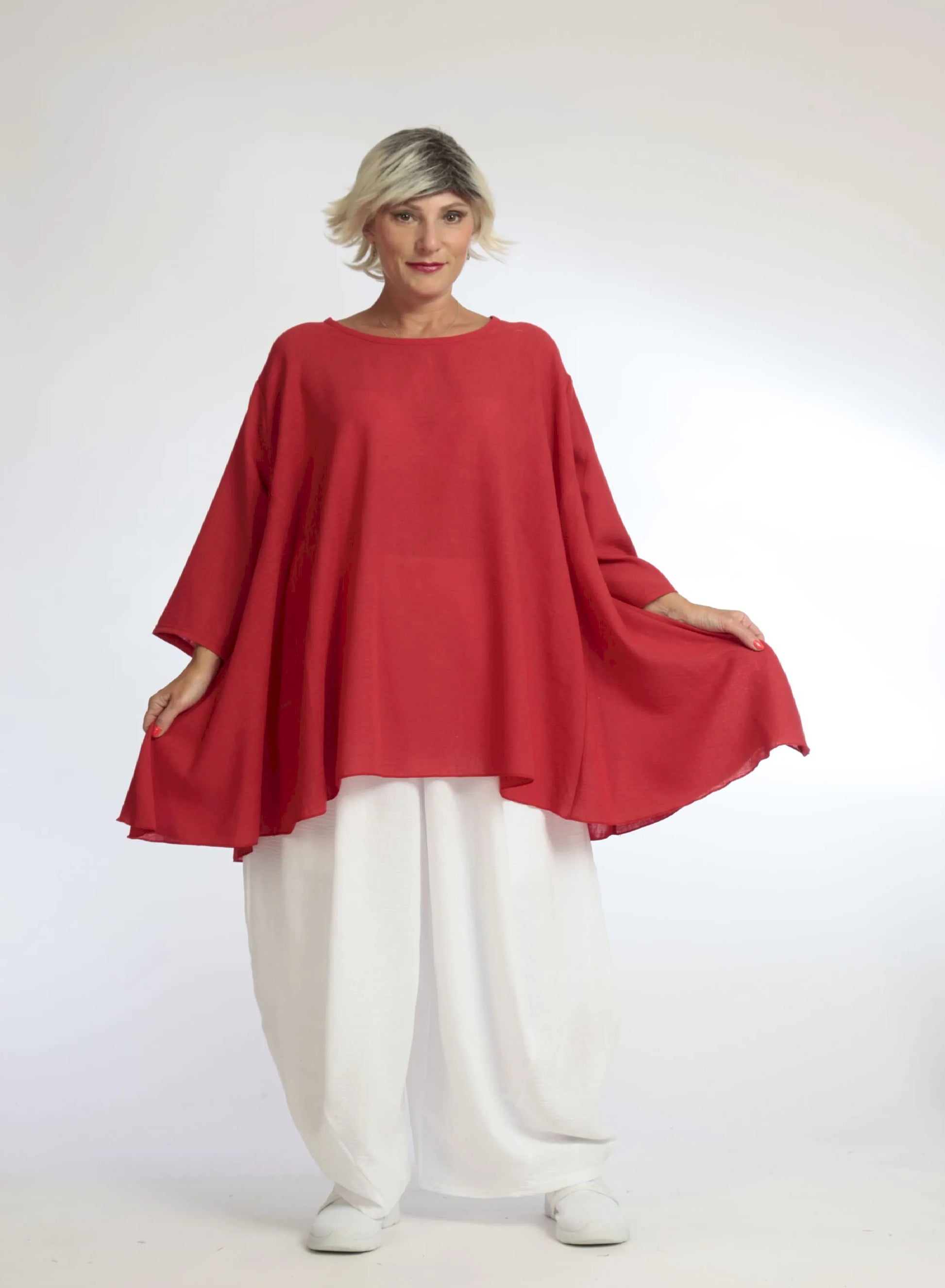  A-Form Bigshirt von AKH Fashion aus Viskose, 1060.00593, Rot, Unifarben, Ausgefallen, Modern