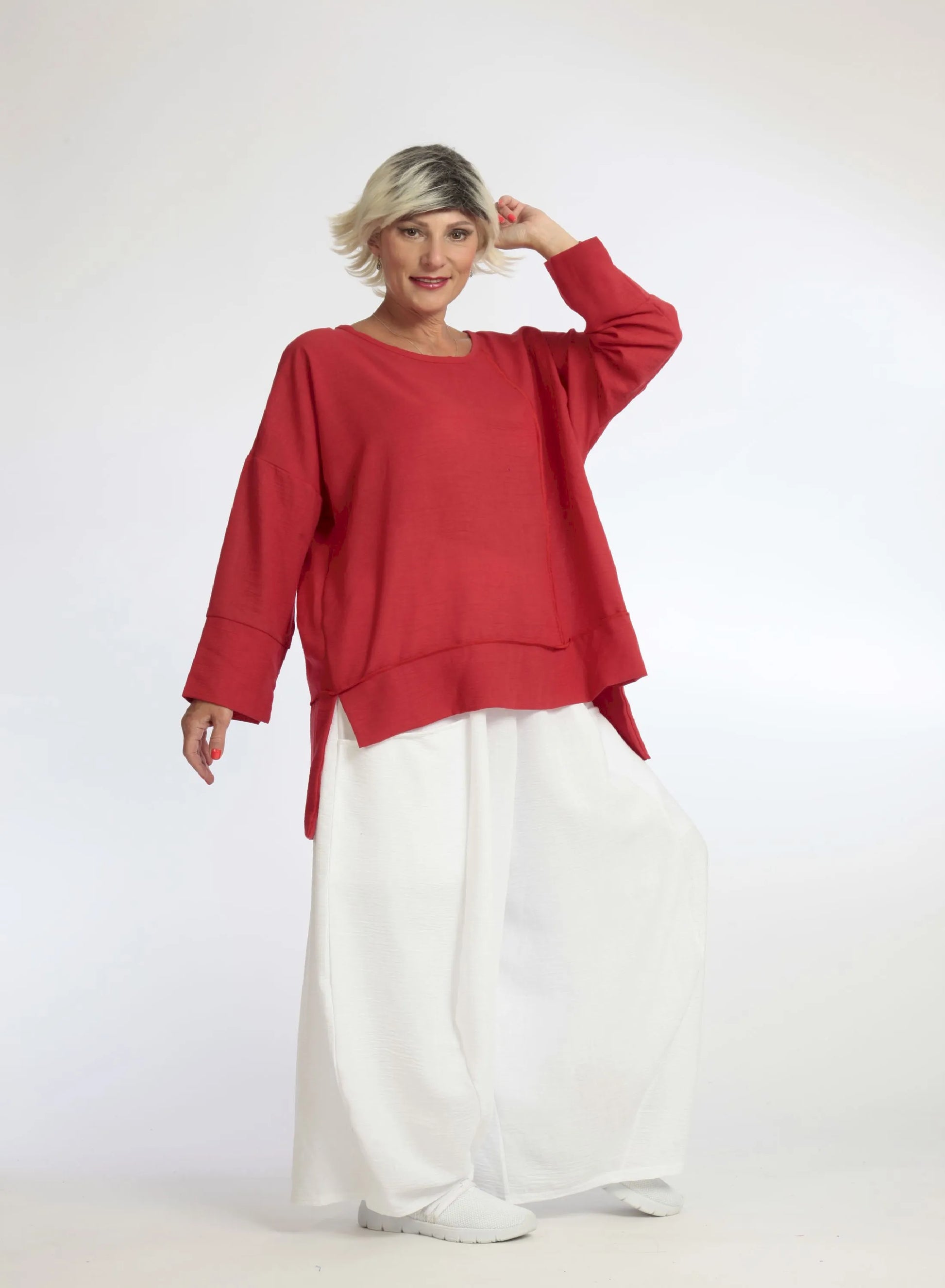  Bigshirt von AKH Fashion aus Viskose in gerader Form, 1060.06839, Rot, Unifarben, Ausgefallen