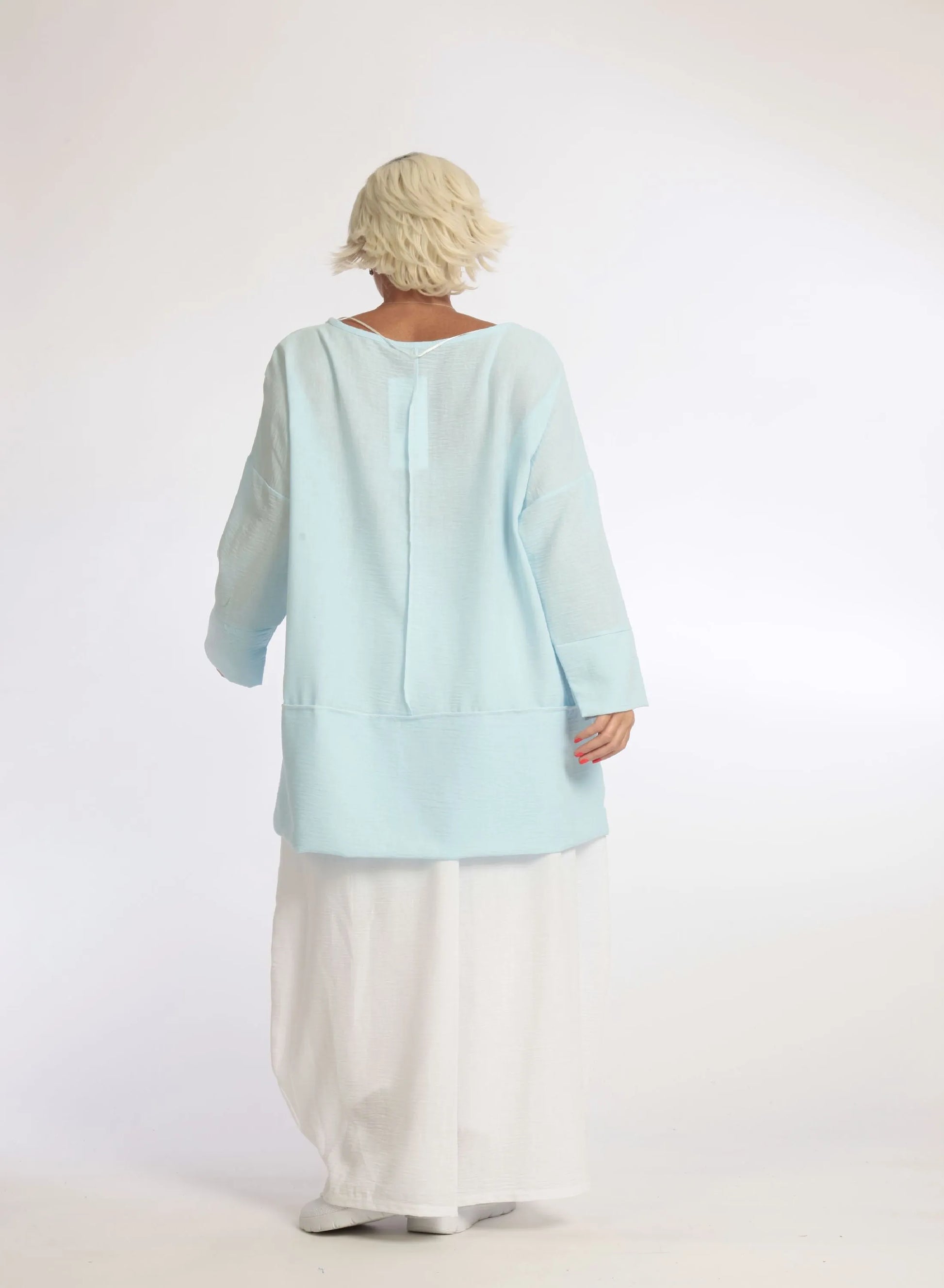  Bigshirt von AKH Fashion aus Viskose in gerader Form, 1060.06839, Hellblau, Schick, Modern