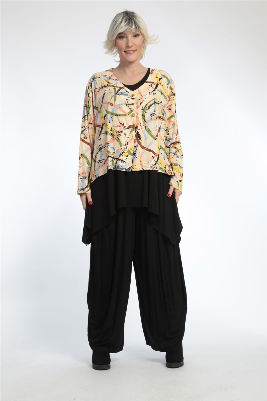  AKH Fashion Jacke in gerundeter Form, aus Viskose, 0820.00130, Apricot-Multi, Streifen