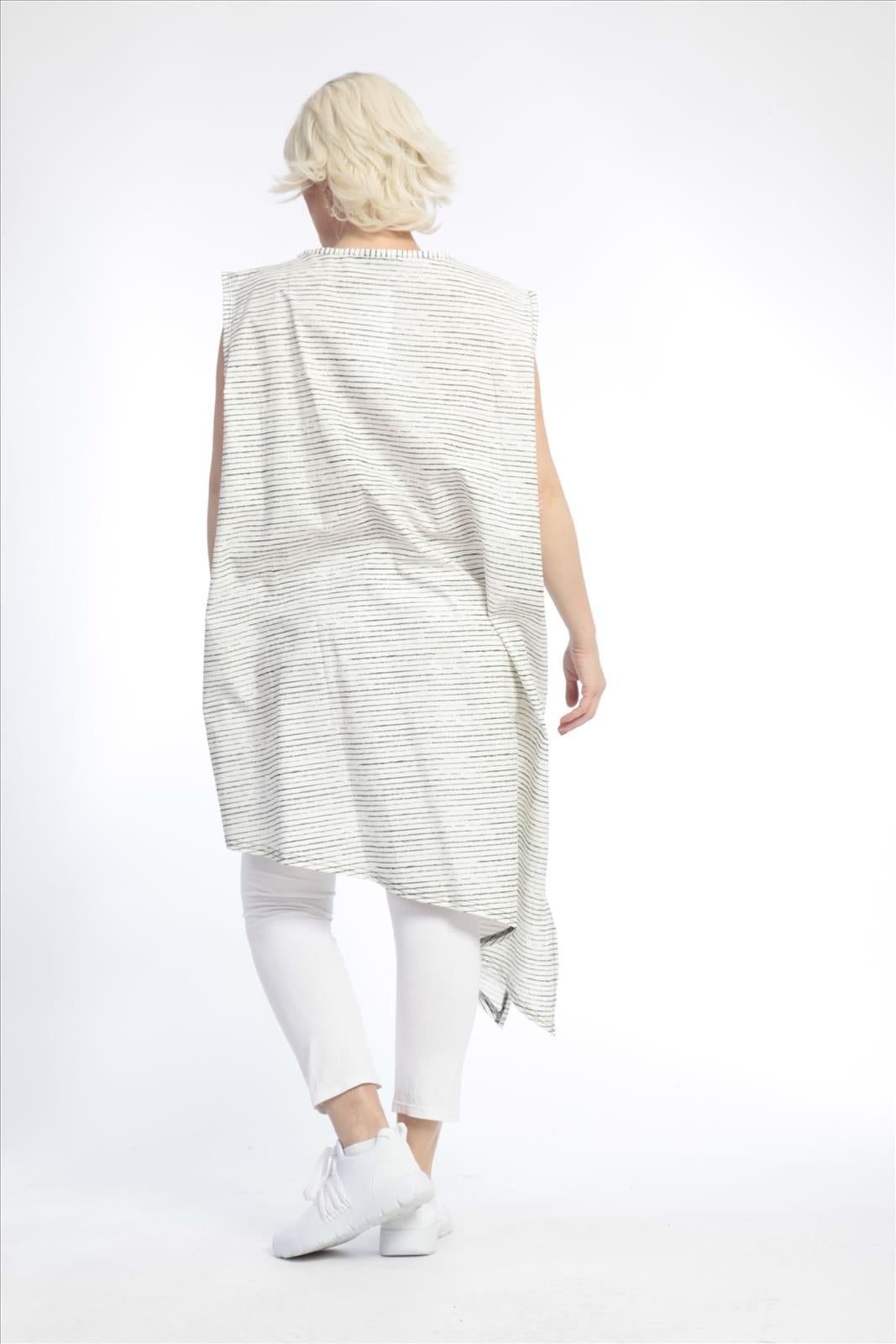  Tunika von AKH Fashion aus Baumwolle in asymmetrischer Form, 0832.06776, Weiß-Schwarz