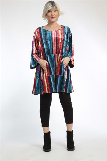  A-Form Bigshirt von AKH Fashion aus Materialmix, 0819.06708, Multicolor, Streifen, Schick