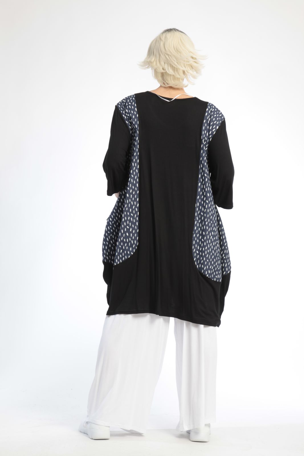  Ballonshirt von AKH Fashion aus Baumwolle, 0848.06767, Schwarz-Marine, Punkte, Schick