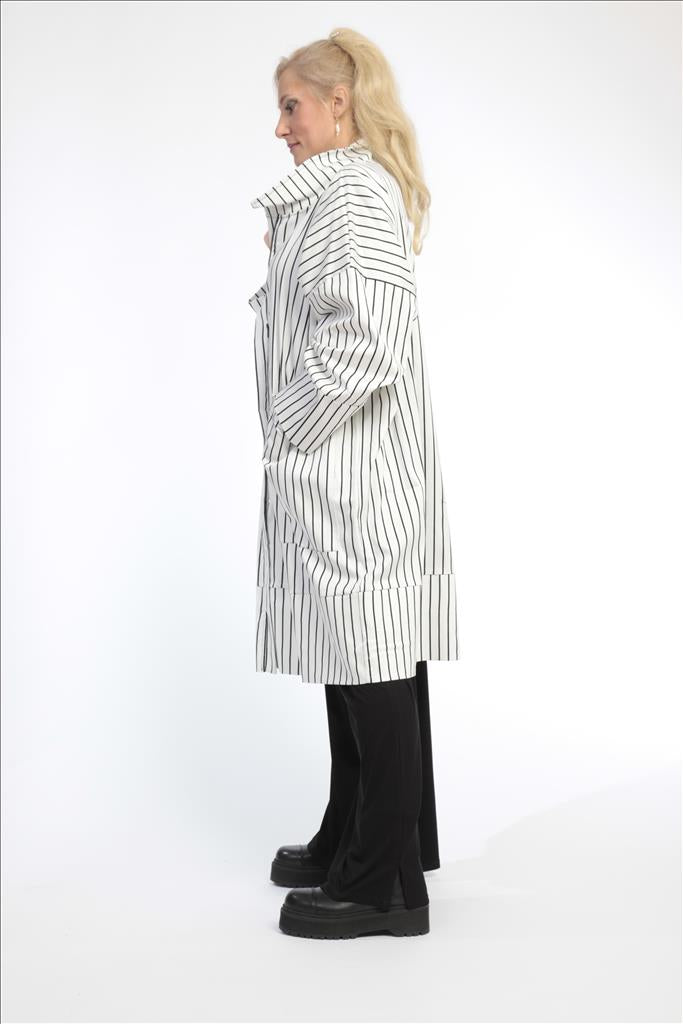  AKH Fashion Jacke in gerader Form, aus Viskose, 0791.06693, Weiß-Schwarz, Streifen