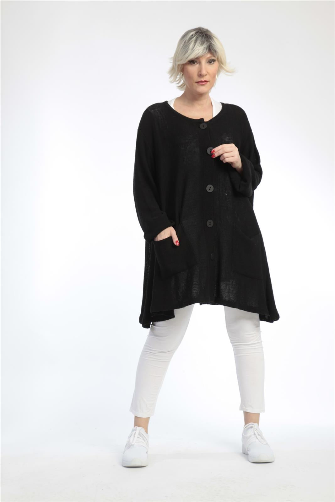  A-Form Jacke von AKH Fashion aus Baumwolle, 0827.01382, Schwarz, Schick, Modern, Bequem