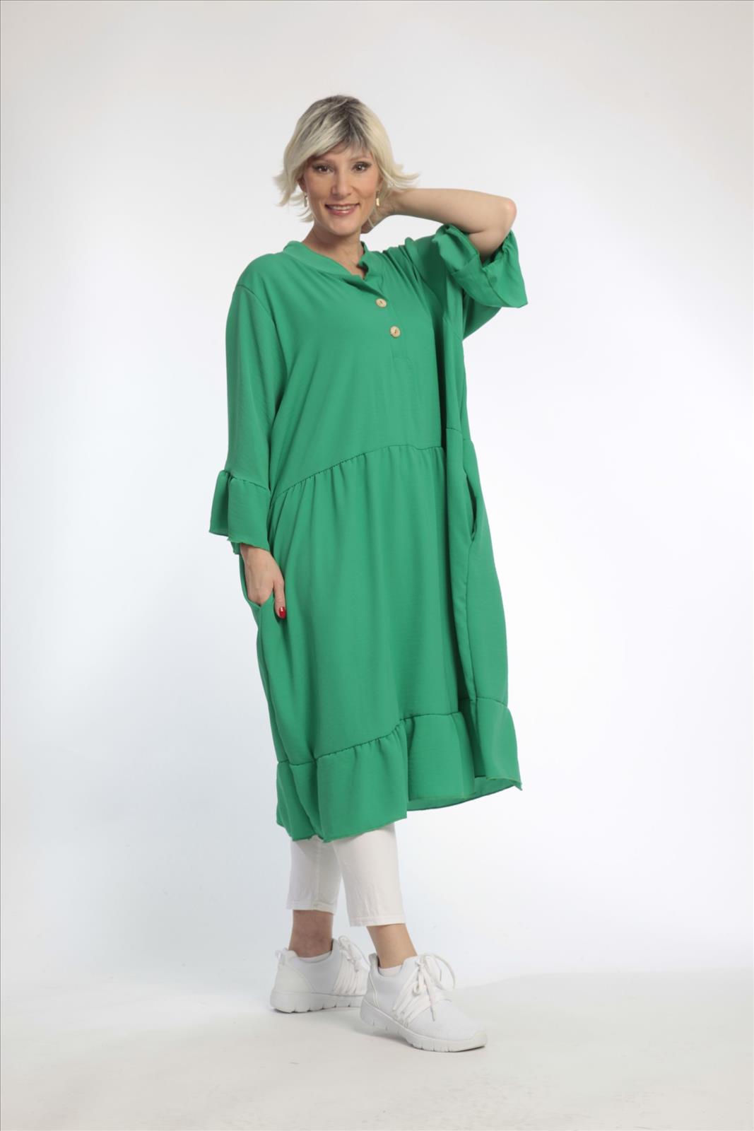  Kleid von AKH Fashion aus Viskose in gerader Form, 0831.06771, Grün, Unifarben, Schick