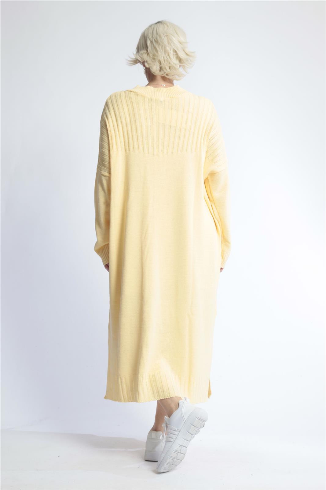  AKH Fashion Kleid in gerader Form, aus Materialmix, 1012.02219, Hellgelb, Schick, Modern