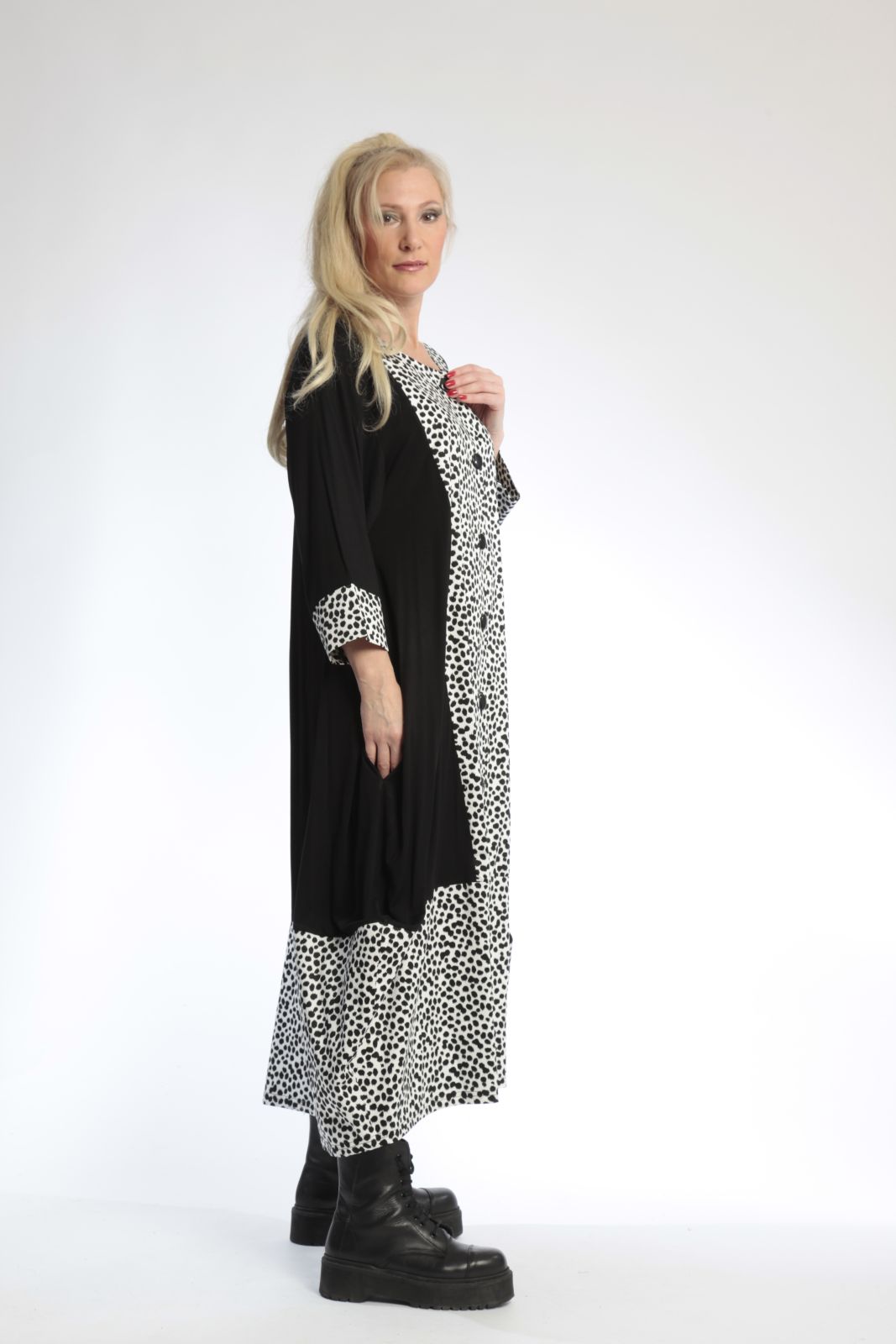  Ballonmantel von AKH Fashion aus Baumwolle, 0799.01927, Schwarz-Weiß, Punkte, Schick