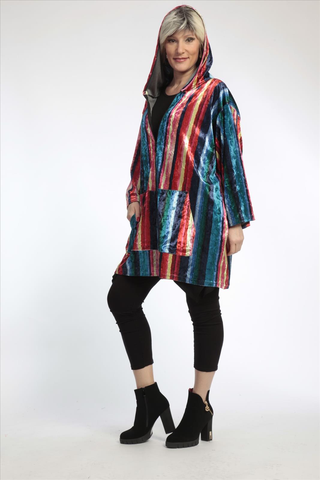  Jacke von AKH Fashion aus Materialmix in gerader Form, 0819.06707, Multicolor, Ausgefallen