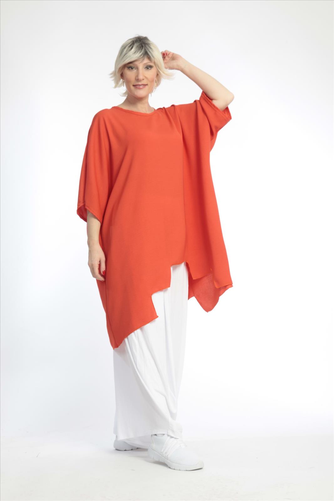  Bigshirt von AKH Fashion aus Viskose in gerader Form, 0831.06625, Hellrot, Unifarben, Schick