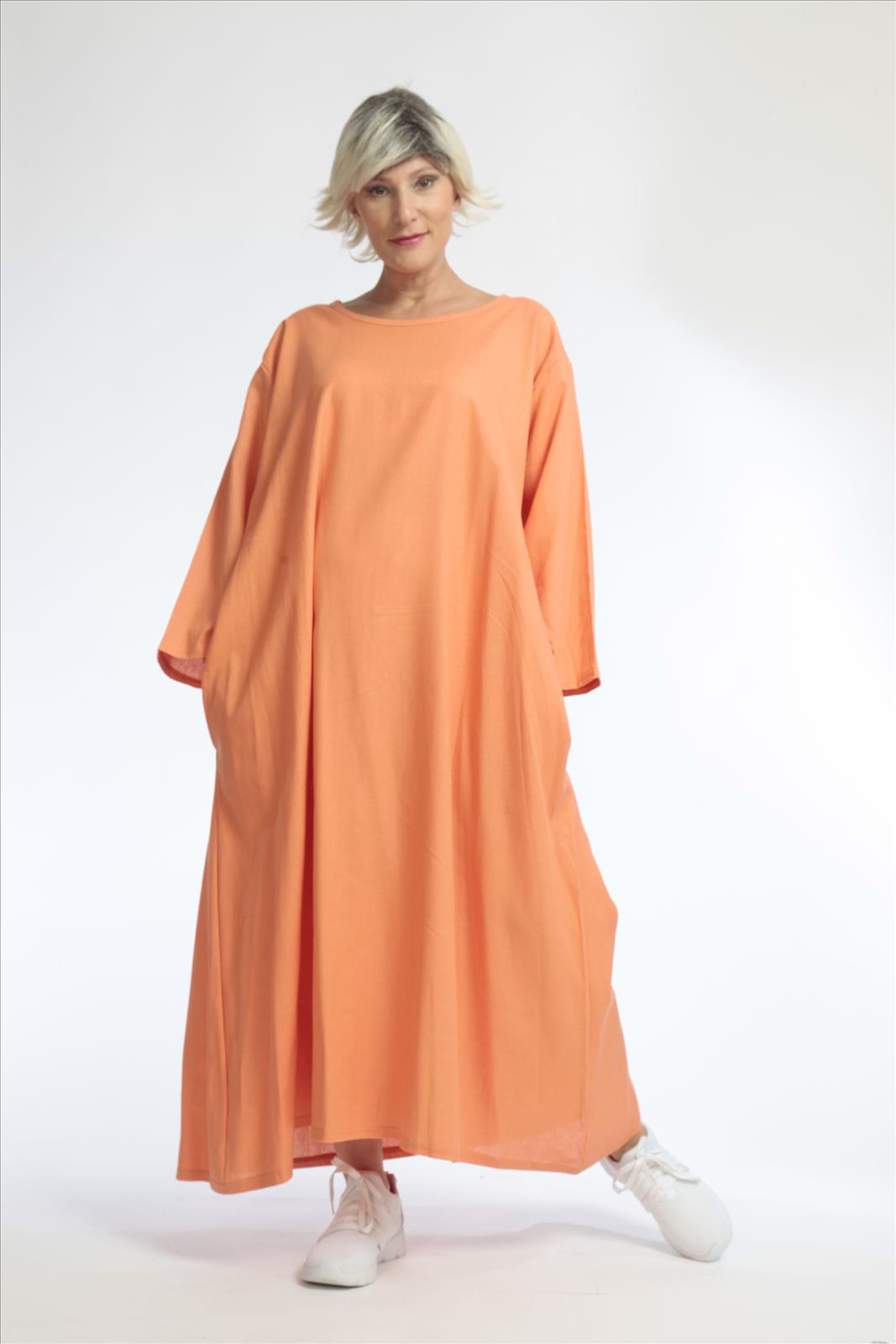  Ballonkleid von AKH Fashion aus Viskose, 1027.06790, Lachs, Unifarben, Ausgefallen, Modern