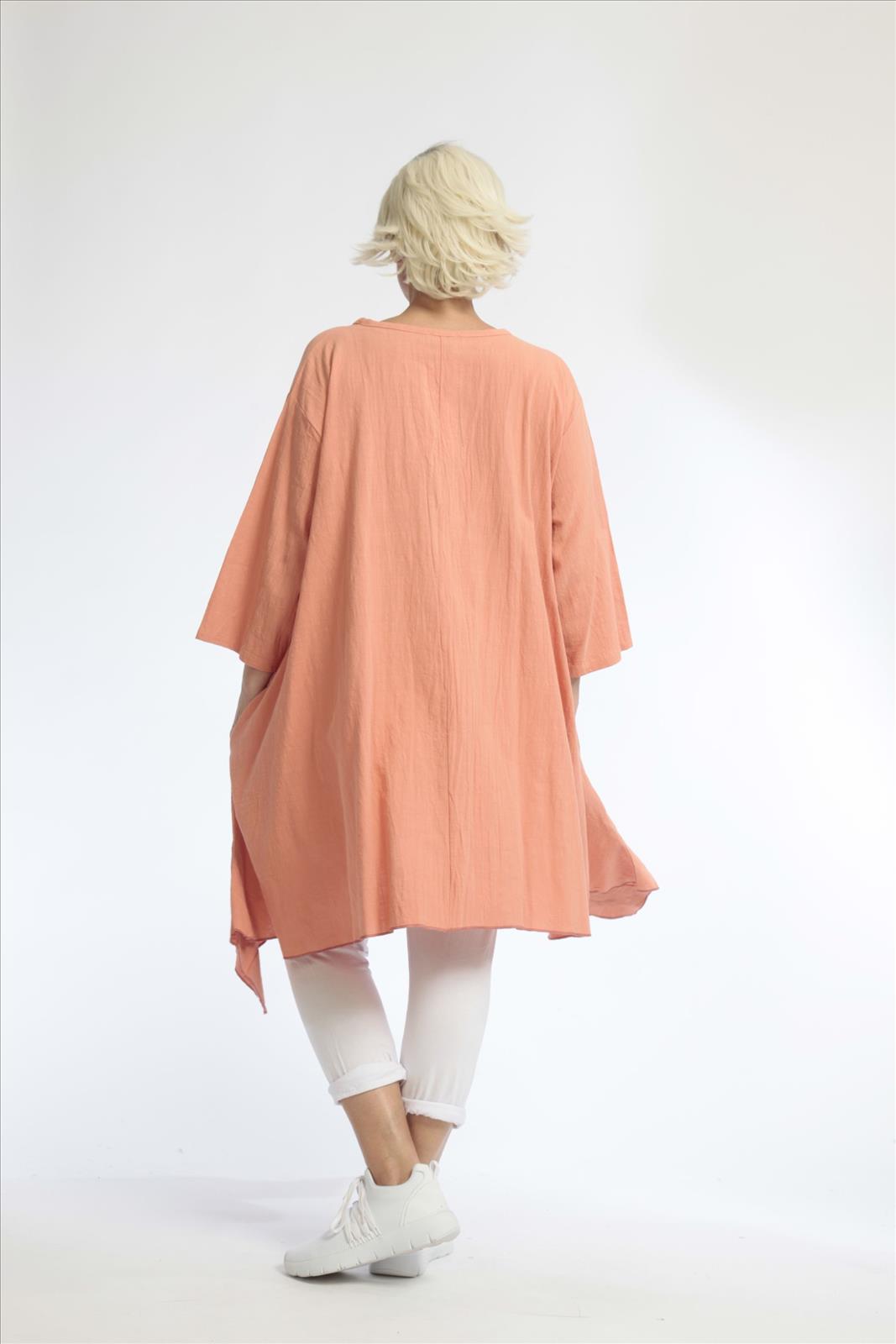  A-Form Shirt in frischem Apricot mit luftiger Leinenoptik und lässigem Oversize-Schnitt