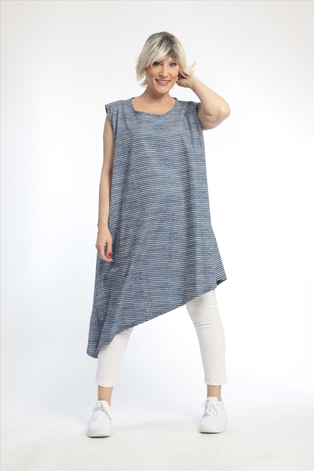  Tunika von AKH Fashion aus Baumwolle in asymmetrischer Form, 0832.06776, Blau-Weiß