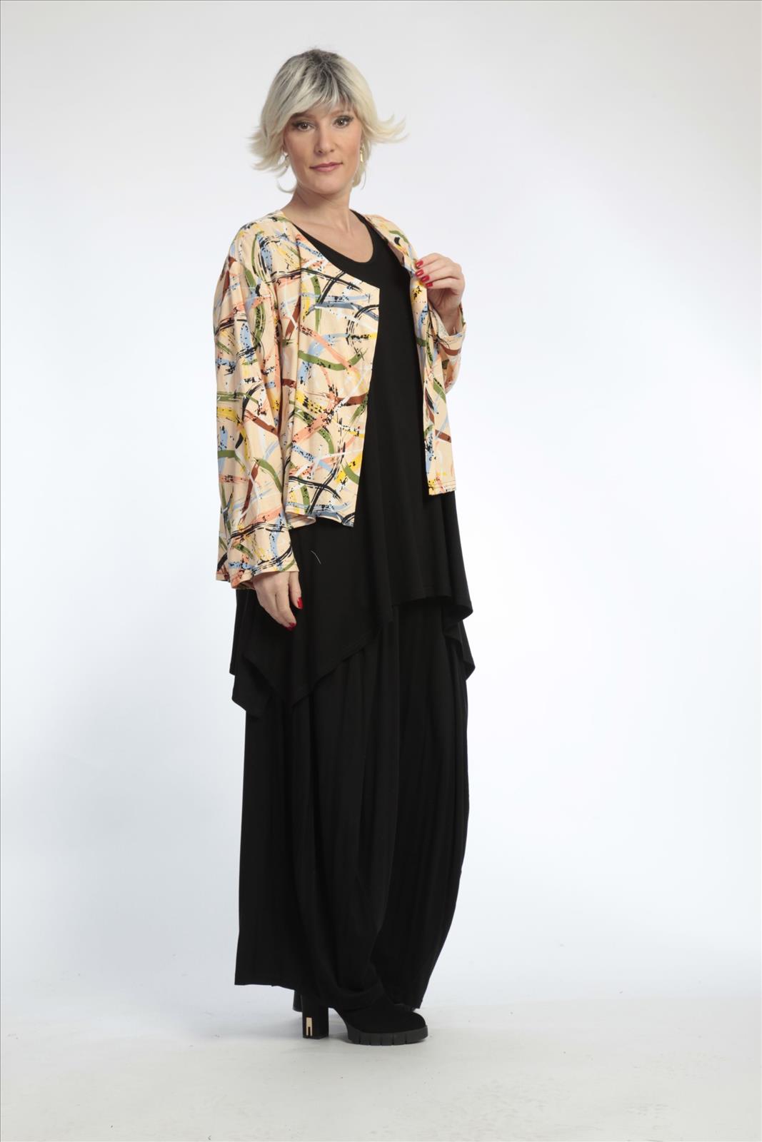  AKH Fashion Jacke in gerundeter Form, aus Viskose, 0820.00130, Apricot-Multi, Streifen