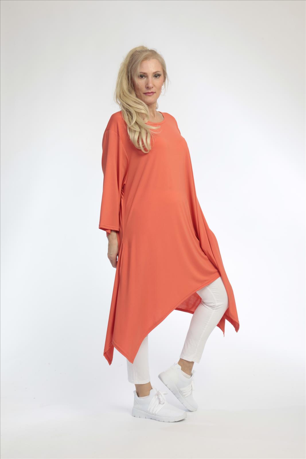  A-Form Shirt von AKH Fashion aus Materialmix, 0792.06652, Orange, Unifarben, Ausgefallen