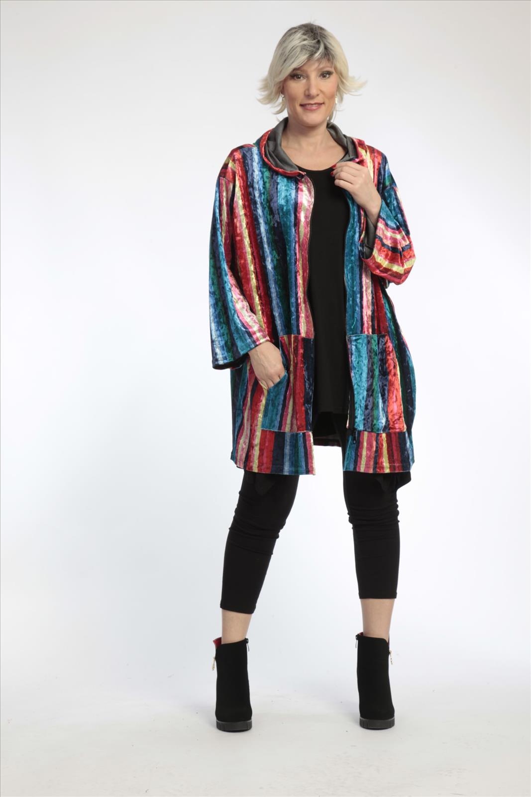  Jacke von AKH Fashion aus Materialmix in gerader Form, 0819.06707, Multicolor, Ausgefallen