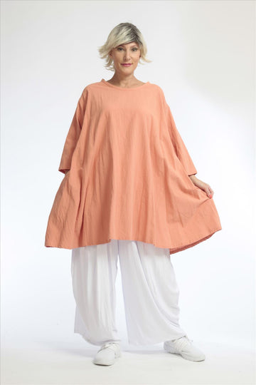  A-Form Bigshirt von AKH Fashion aus Baumwolle, 1033.06570, Apricot, Unifarben, Ausgefallen