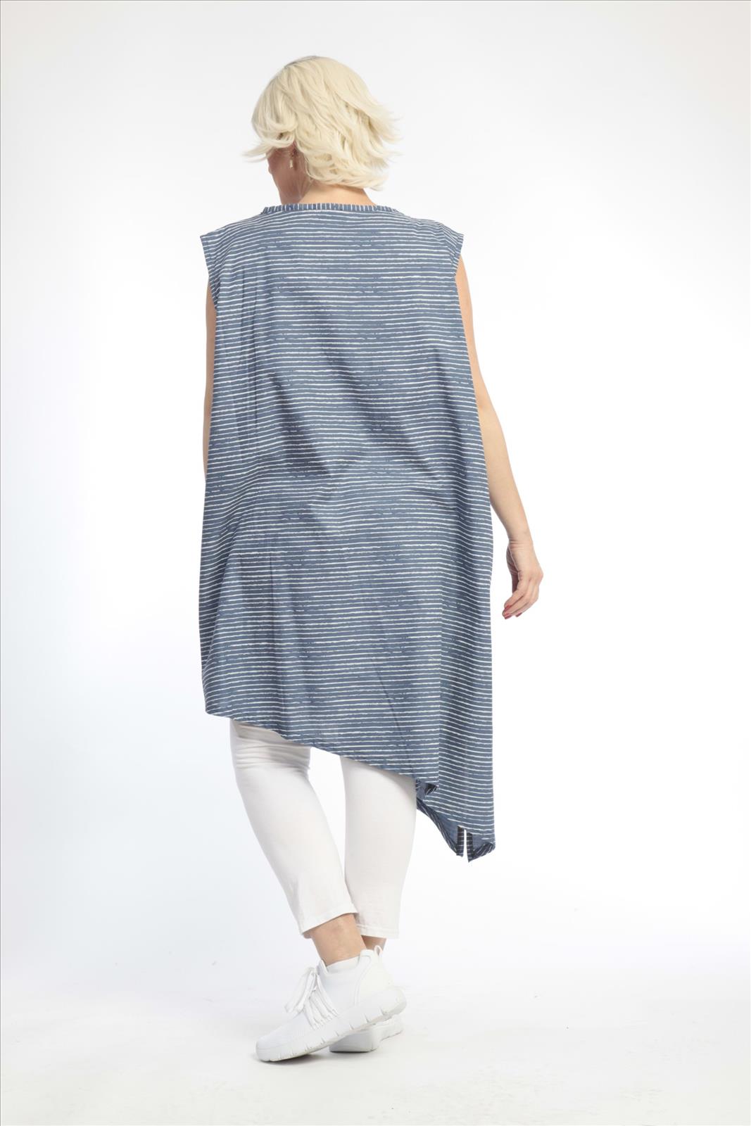  Tunika von AKH Fashion aus Baumwolle in asymmetrischer Form, 0832.06776, Blau-Weiß