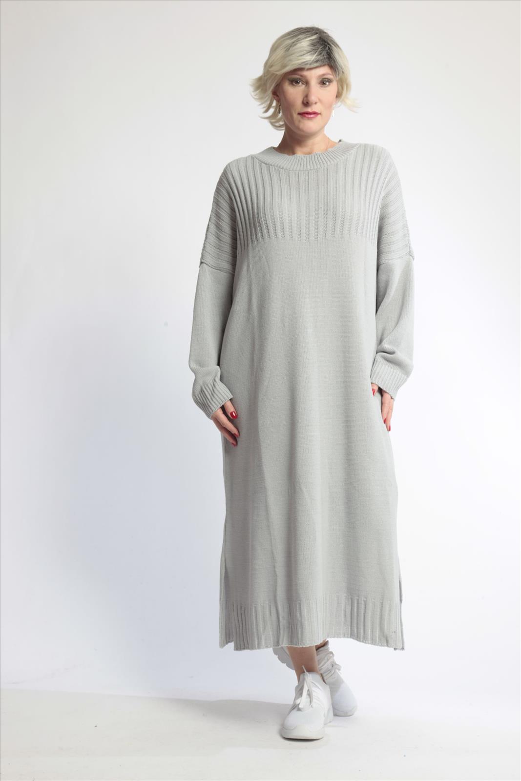  AKH Fashion Kleid in gerader Form, aus Materialmix, 1012.02219, Grau, Schick, Modern