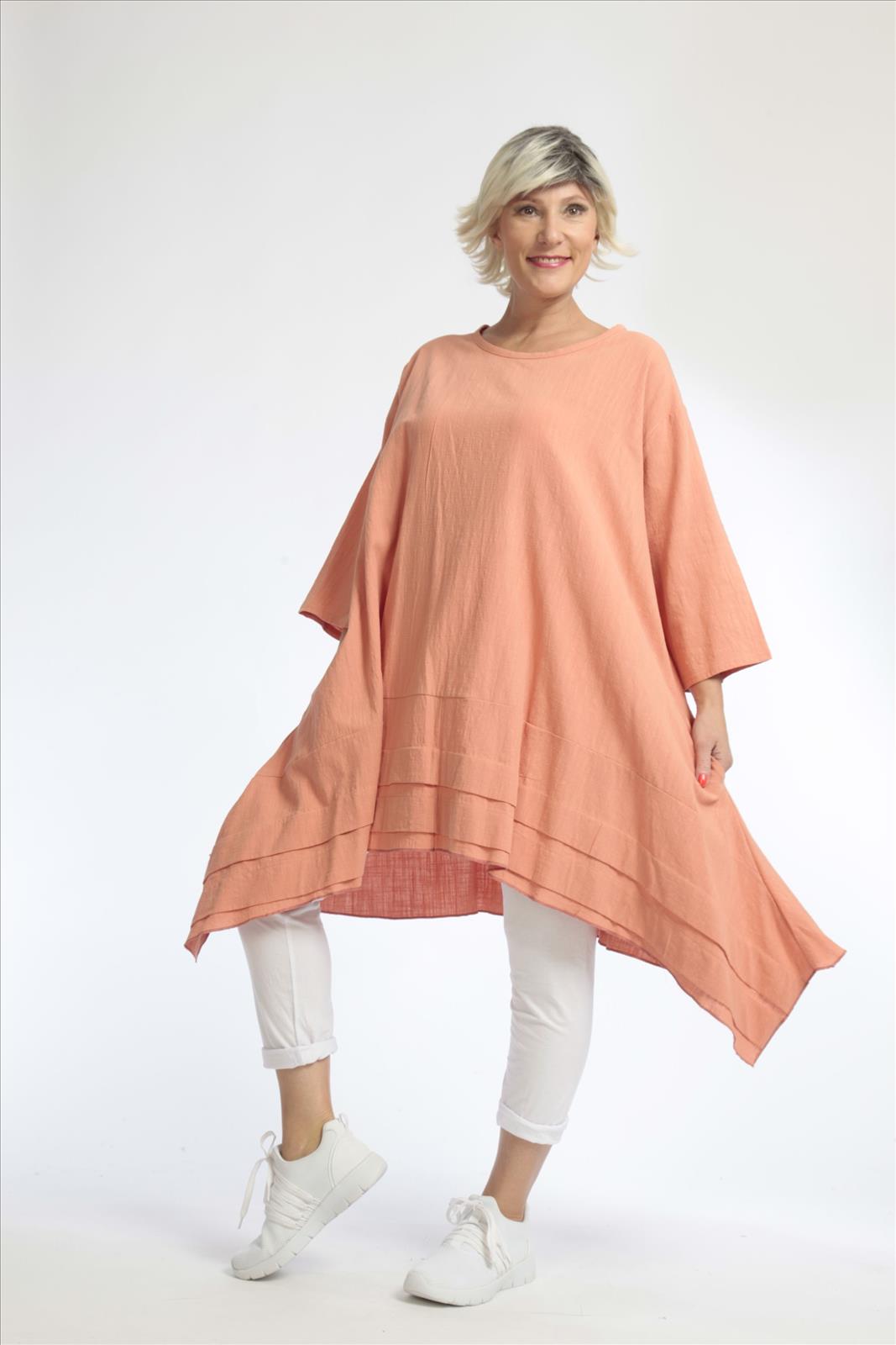  A-Form Bigshirt von AKH Fashion aus Baumwolle, 1033.06567, Apricot, Unifarben, Ausgefallen