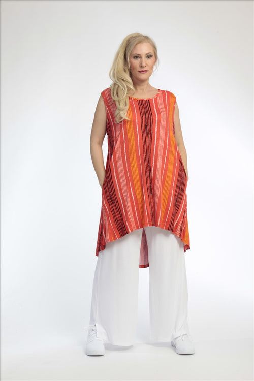  A-Form Tunika von AKH Fashion aus Viskose, 0793.02777, Orange-Multi, Streifen, Schick