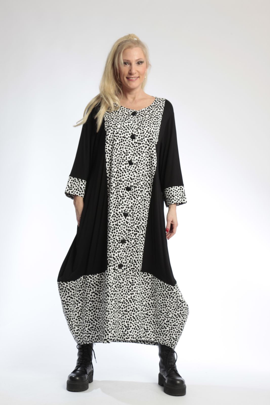  Ballonmantel von AKH Fashion aus Baumwolle, 0799.01927, Schwarz-Weiß, Punkte, Schick