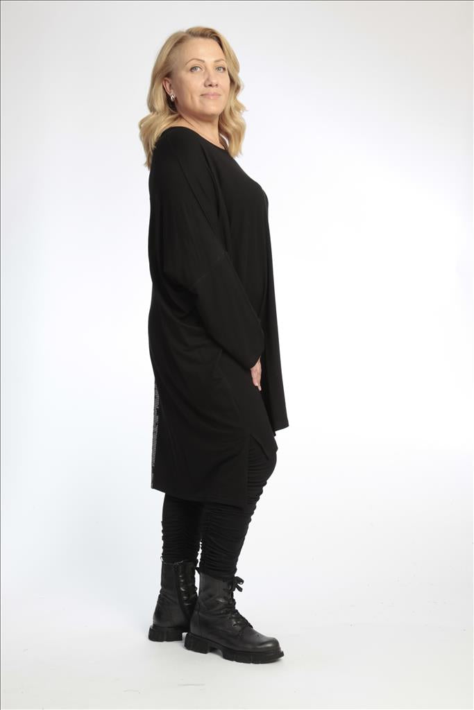  Bigshirt von AKH Fashion aus Viskose in Vokuhila-Form, 0755.06740, Schwarz-Weiß, Ausgefallen